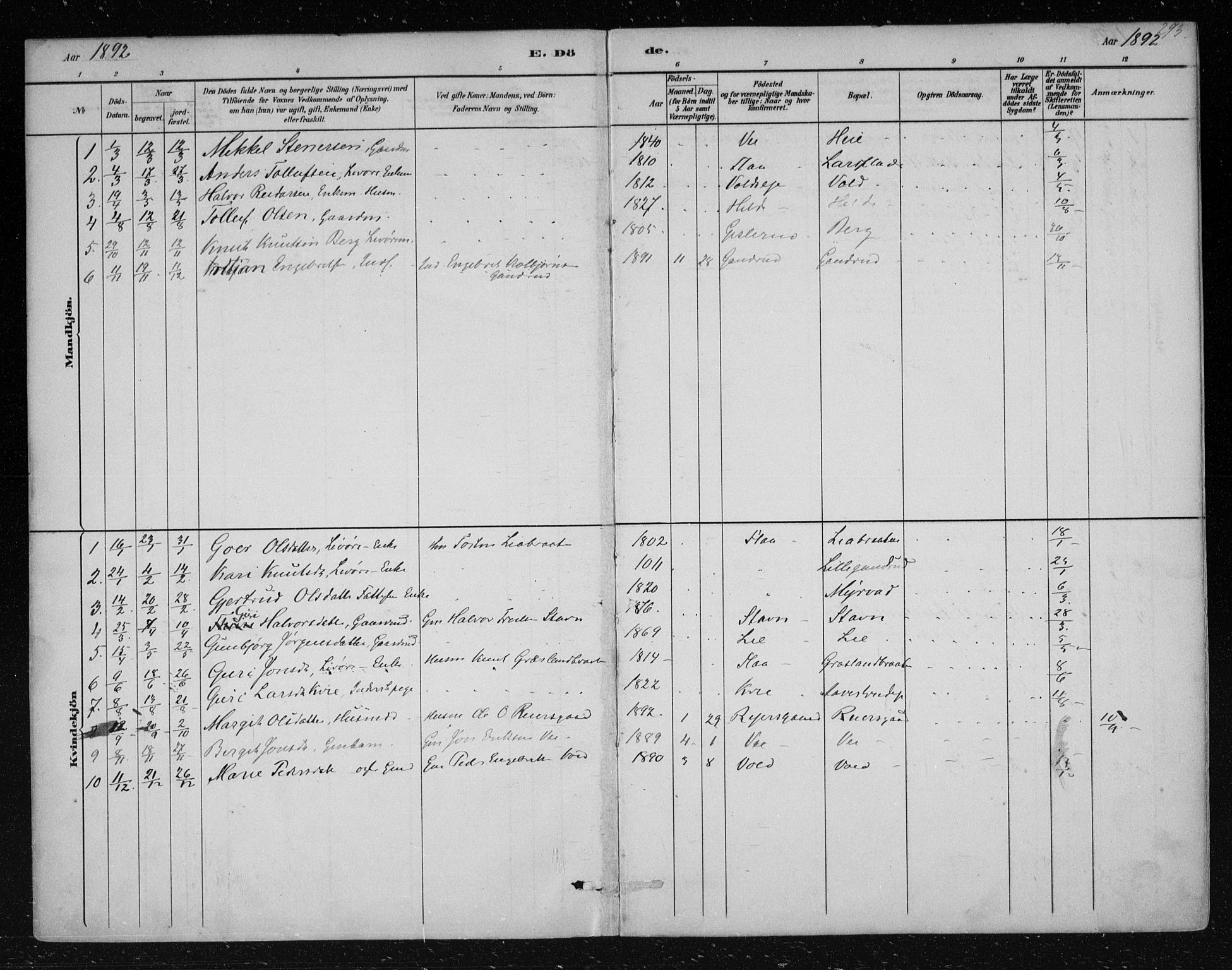 Nes kirkebøker, SAKO/A-236/F/Fa/L0012: Parish register (official) no. 12, 1881-1917, p. 293