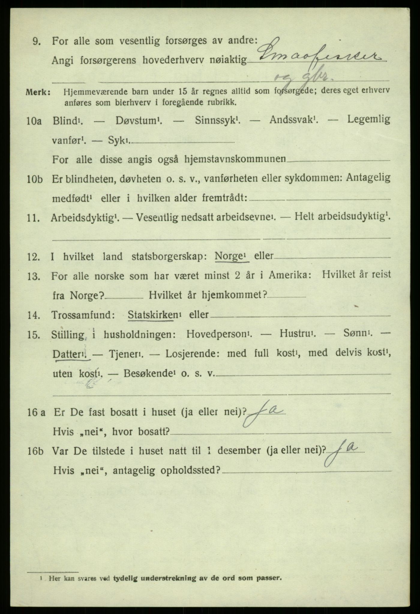 SAB, 1920 census for Os, 1920, p. 2939