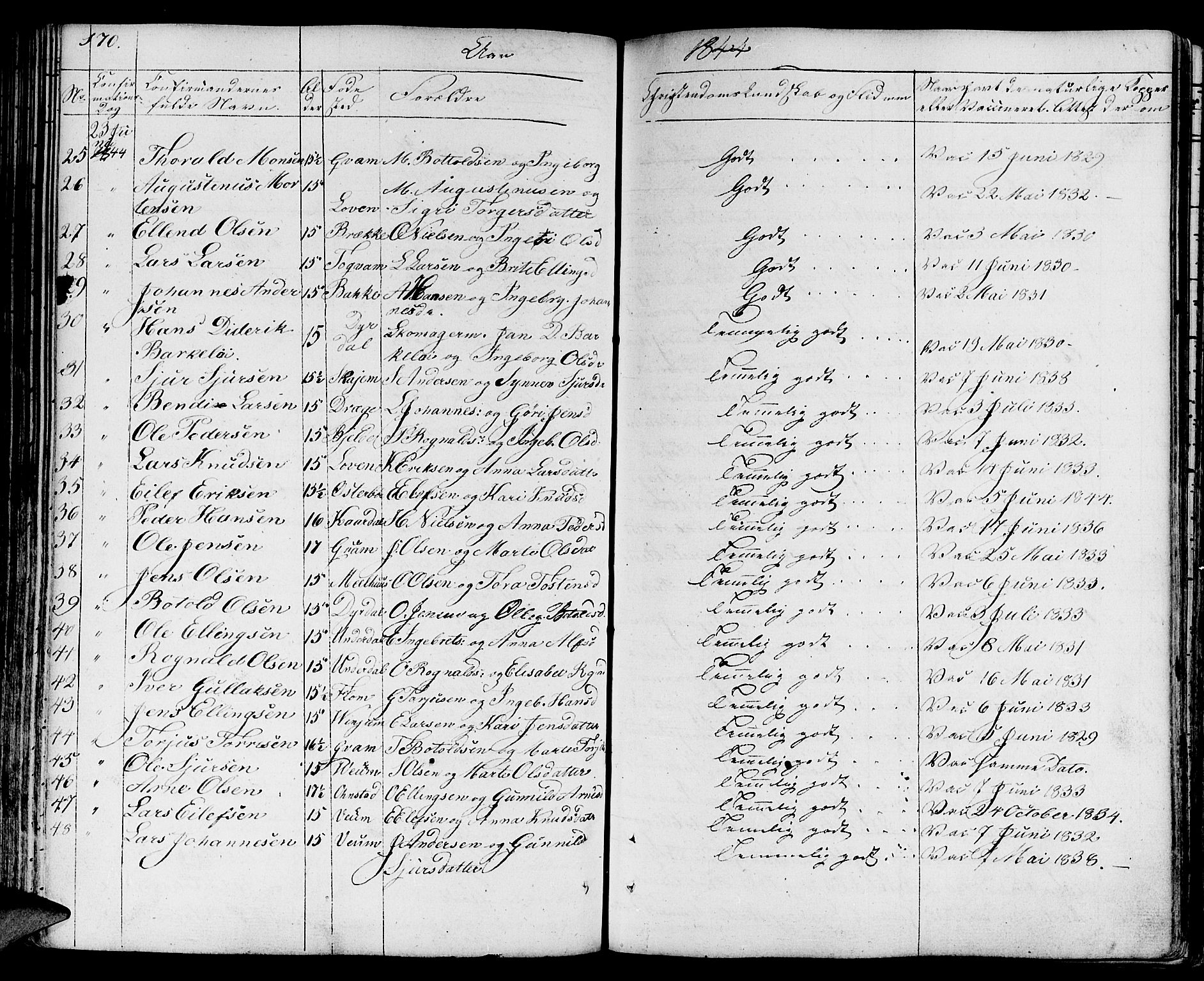 Aurland sokneprestembete, SAB/A-99937/H/Ha/Haa/L0006: Parish register (official) no. A 6, 1821-1859, p. 170