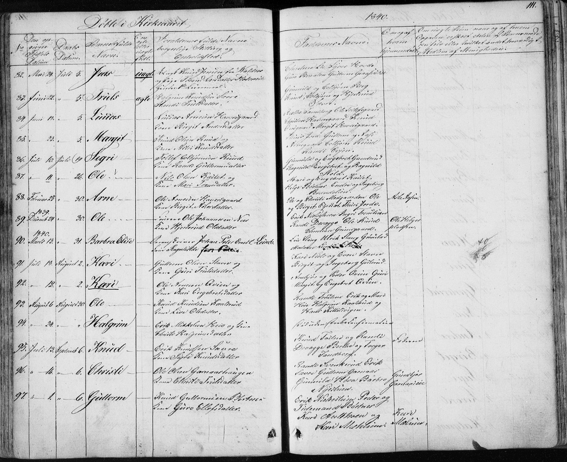 Nes kirkebøker, AV/SAKO-A-236/F/Fa/L0009: Parish register (official) no. 9, 1834-1863, p. 111