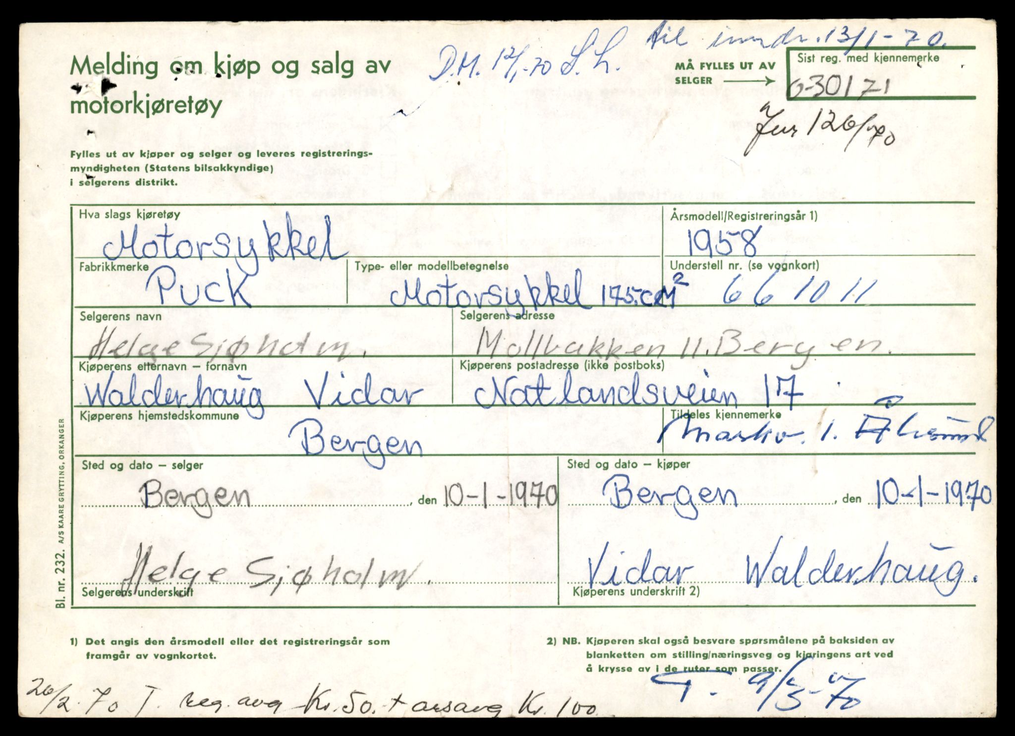 Møre og Romsdal vegkontor - Ålesund trafikkstasjon, AV/SAT-A-4099/F/Fe/L0036: Registreringskort for kjøretøy T 12831 - T 13030, 1927-1998, p. 3069