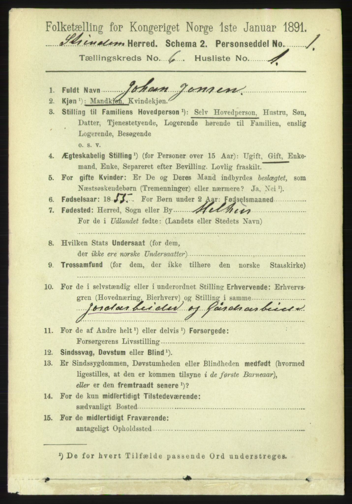 RA, 1891 census for 1660 Strinda, 1891, p. 5296