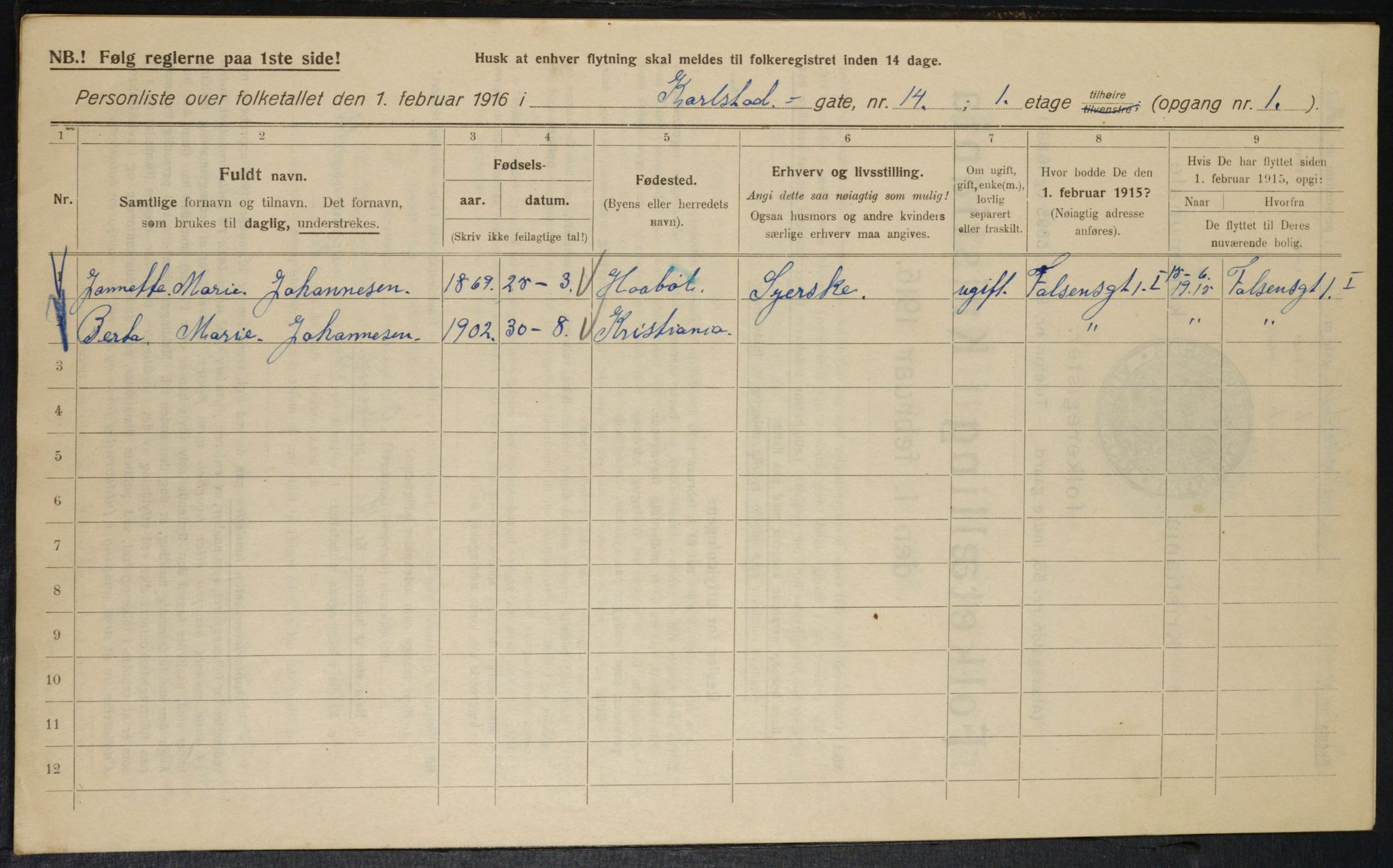 OBA, Municipal Census 1916 for Kristiania, 1916, p. 50221