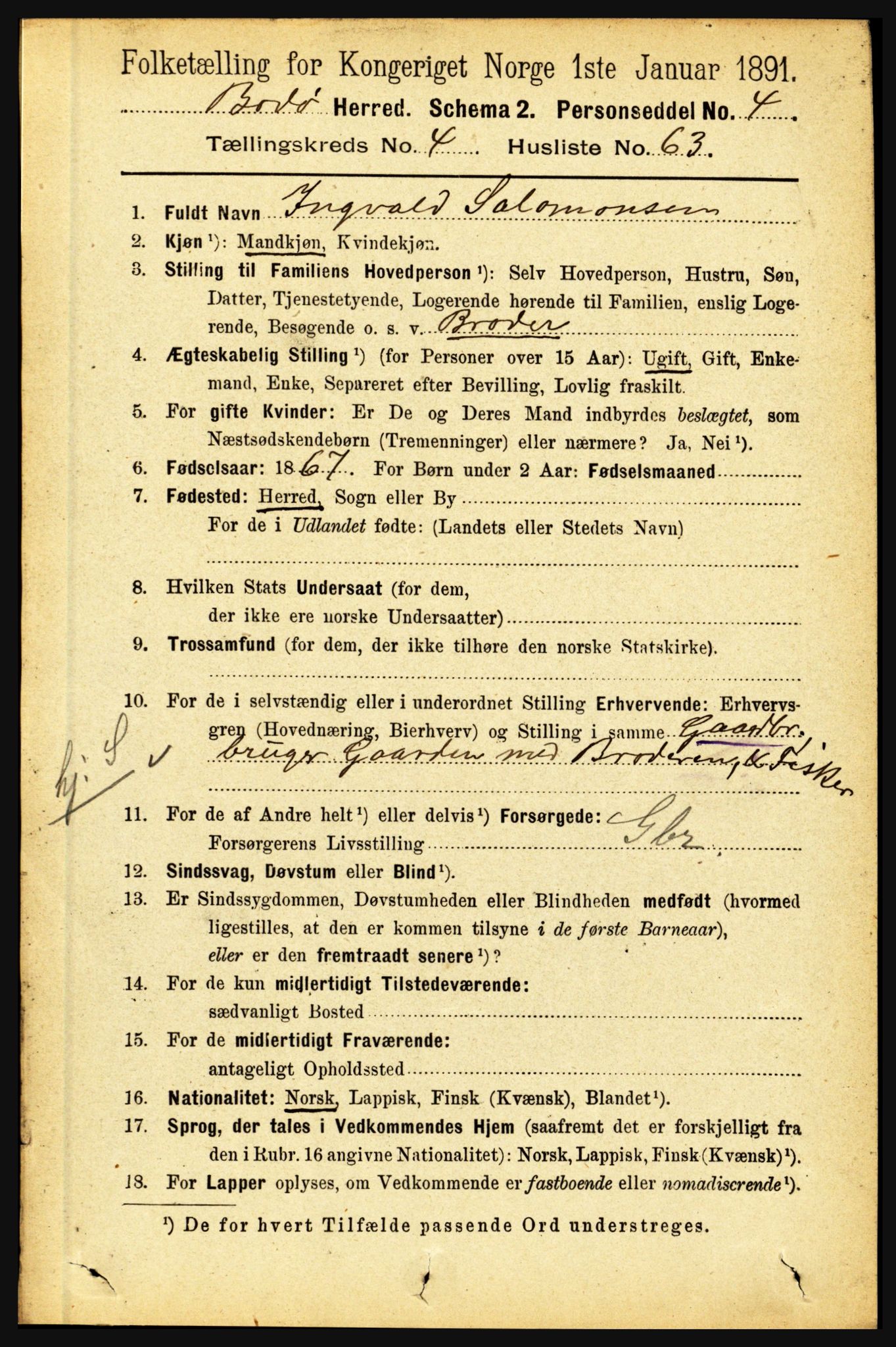 RA, 1891 census for 1843 Bodø, 1891, p. 2628