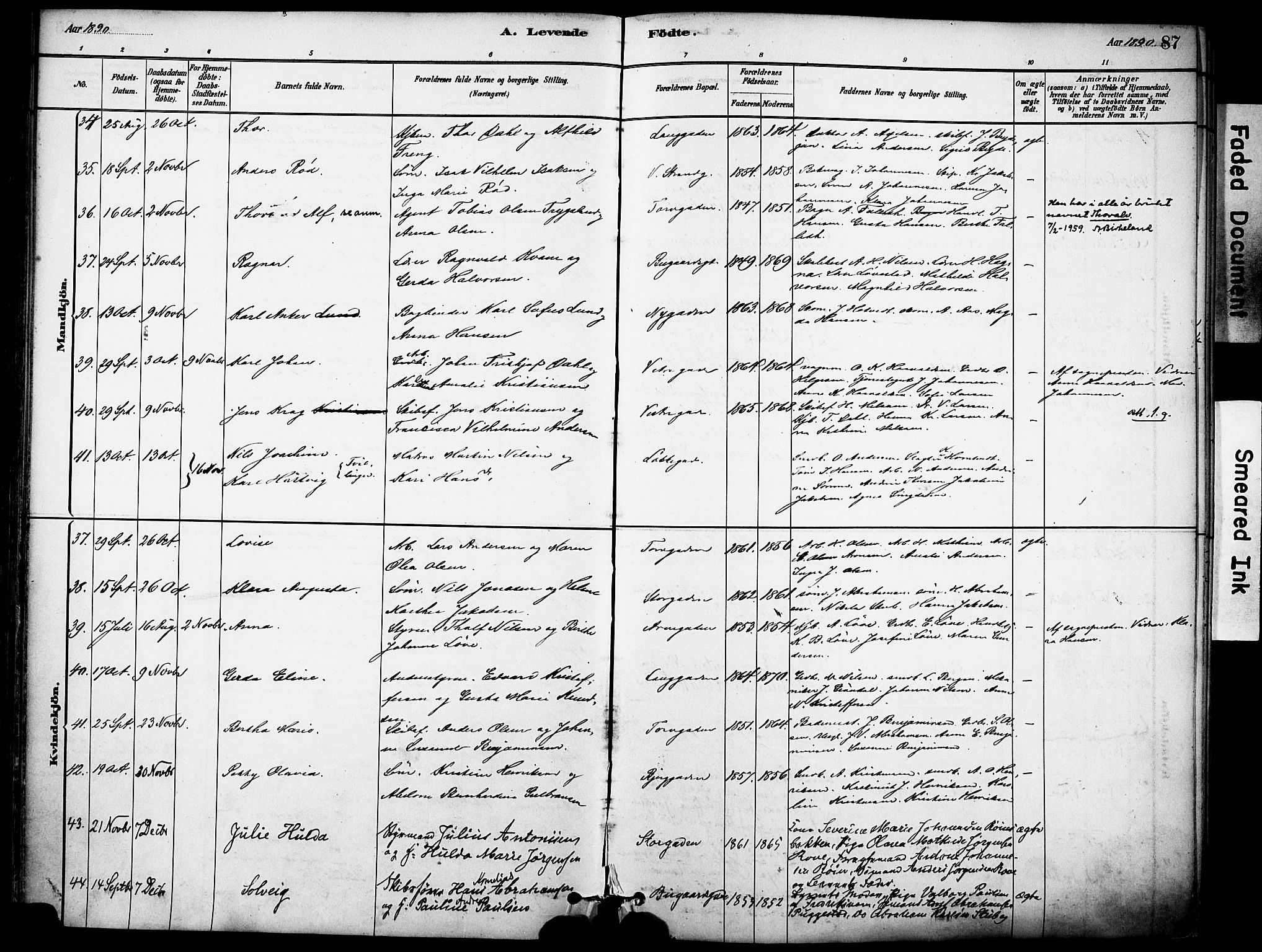 Sandefjord kirkebøker, AV/SAKO-A-315/F/Fa/L0002: Parish register (official) no. 2, 1880-1894, p. 87