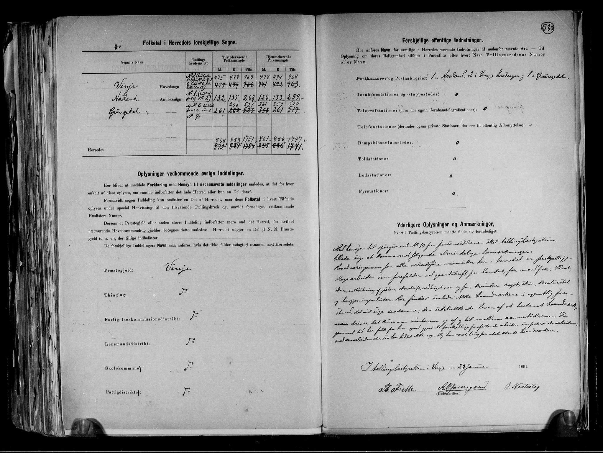 RA, 1891 census for 0834 Vinje, 1891, p. 3