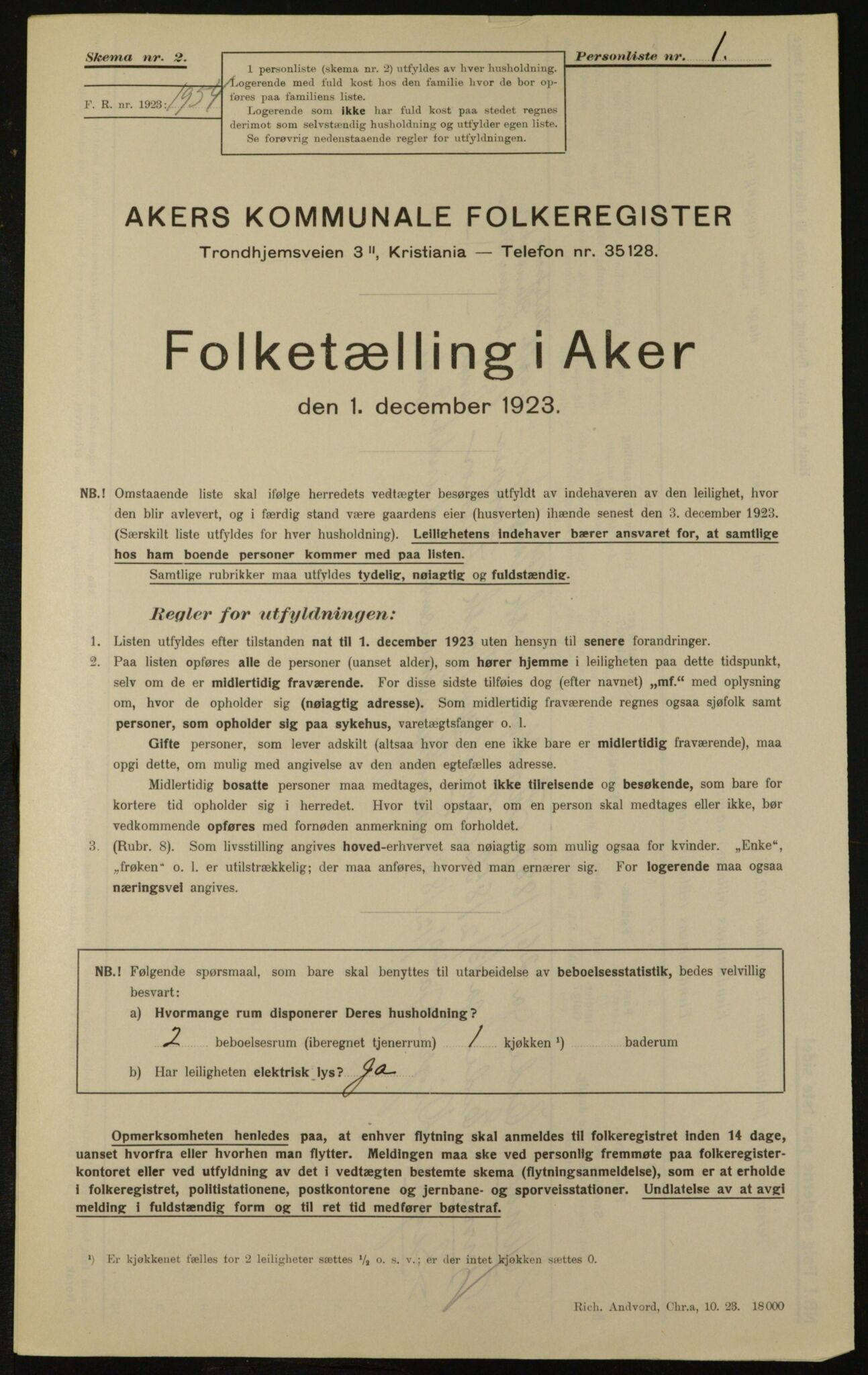 , Municipal Census 1923 for Aker, 1923, p. 34903