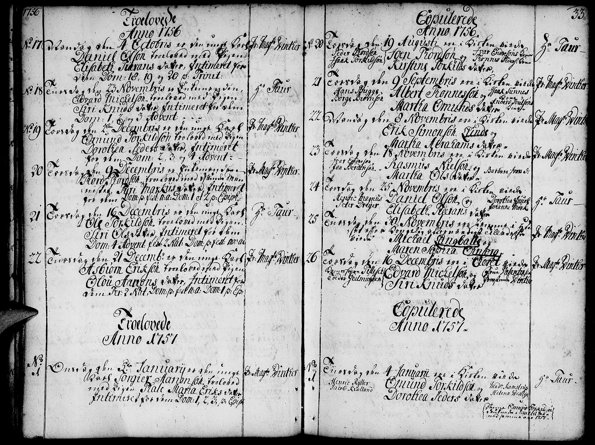 Domkirken sokneprestkontor, SAST/A-101812/001/30/30BA/L0004: Parish register (official) no. A 4, 1744-1782, p. 33
