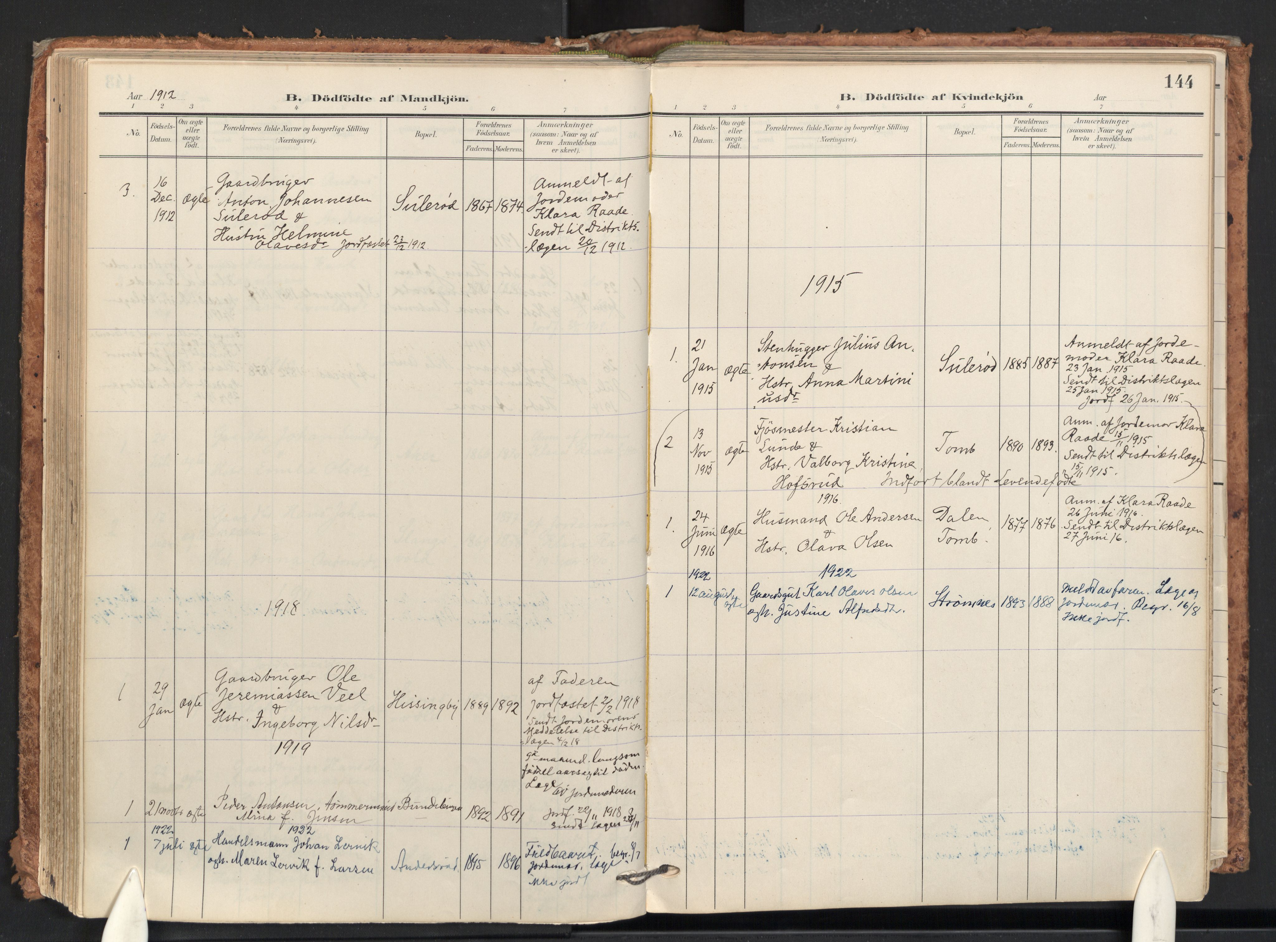 Råde prestekontor kirkebøker, AV/SAO-A-2009/F/Fa/L0008: Parish register (official) no. 8, 1903-1924, p. 144