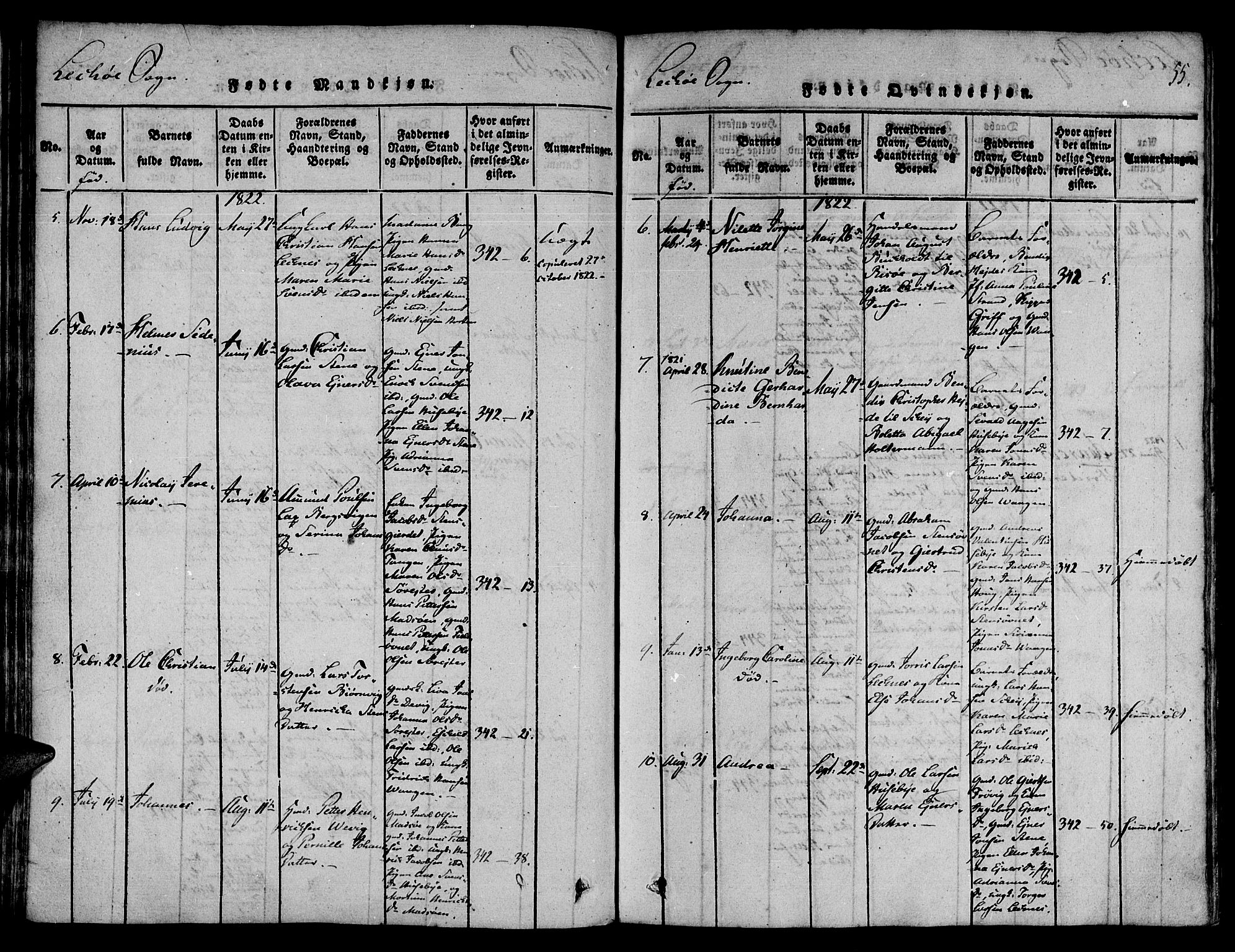Ministerialprotokoller, klokkerbøker og fødselsregistre - Nord-Trøndelag, SAT/A-1458/780/L0636: Parish register (official) no. 780A03 /2, 1815-1829, p. 55