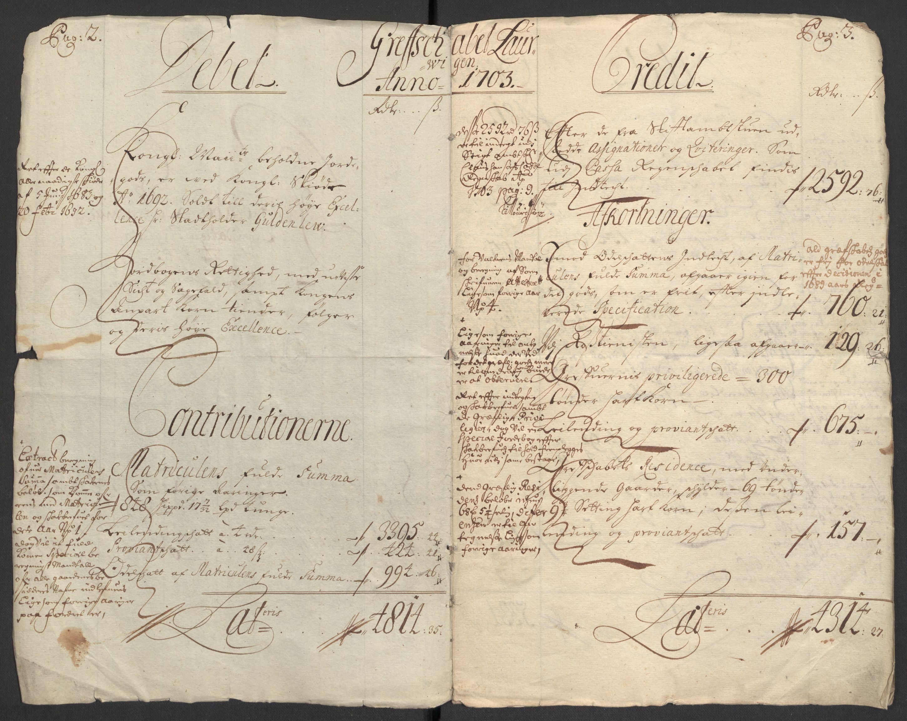 Rentekammeret inntil 1814, Reviderte regnskaper, Fogderegnskap, AV/RA-EA-4092/R33/L1977: Fogderegnskap Larvik grevskap, 1702-1703, p. 82