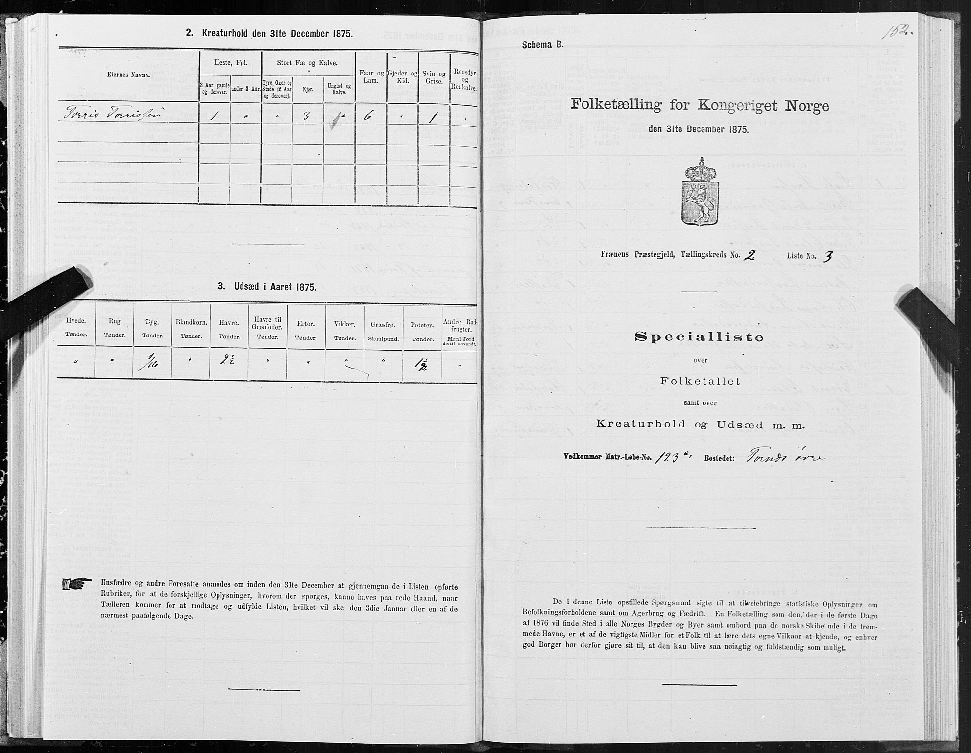 SAT, 1875 census for 1548P Fræna, 1875, p. 1152