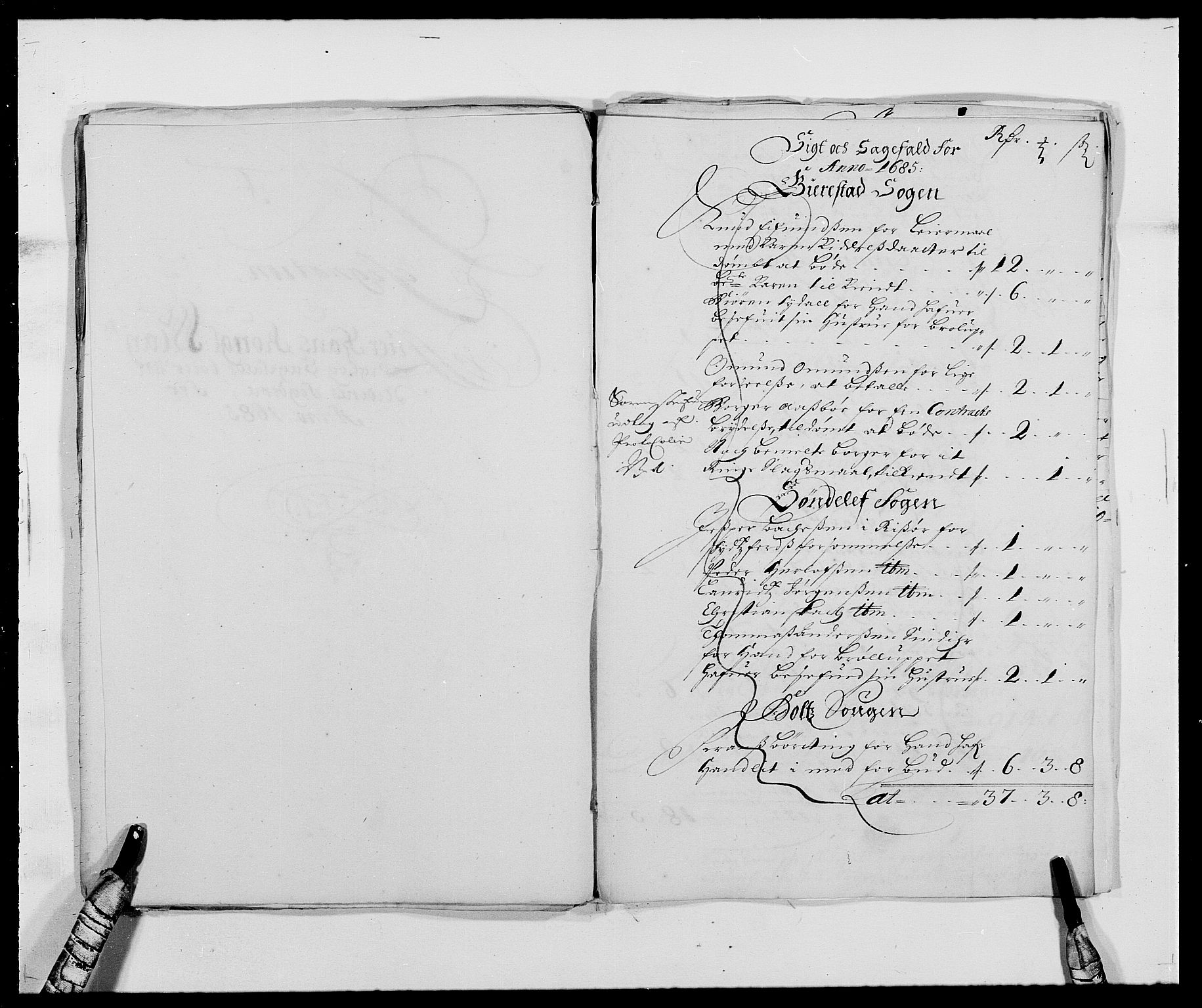 Rentekammeret inntil 1814, Reviderte regnskaper, Fogderegnskap, RA/EA-4092/R39/L2308: Fogderegnskap Nedenes, 1684-1689, p. 204