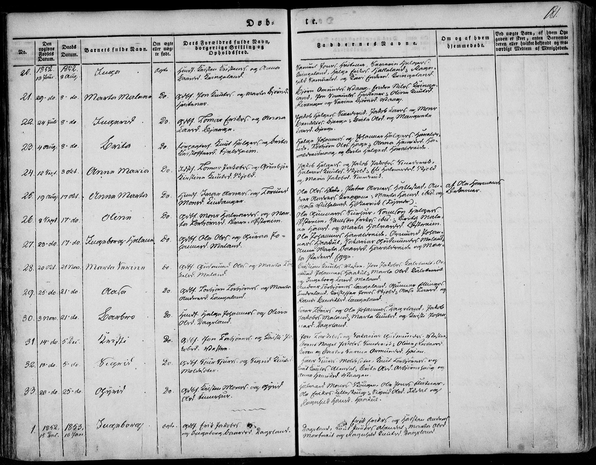 Skjold sokneprestkontor, SAST/A-101847/H/Ha/Haa/L0006: Parish register (official) no. A 6.1, 1835-1858, p. 181