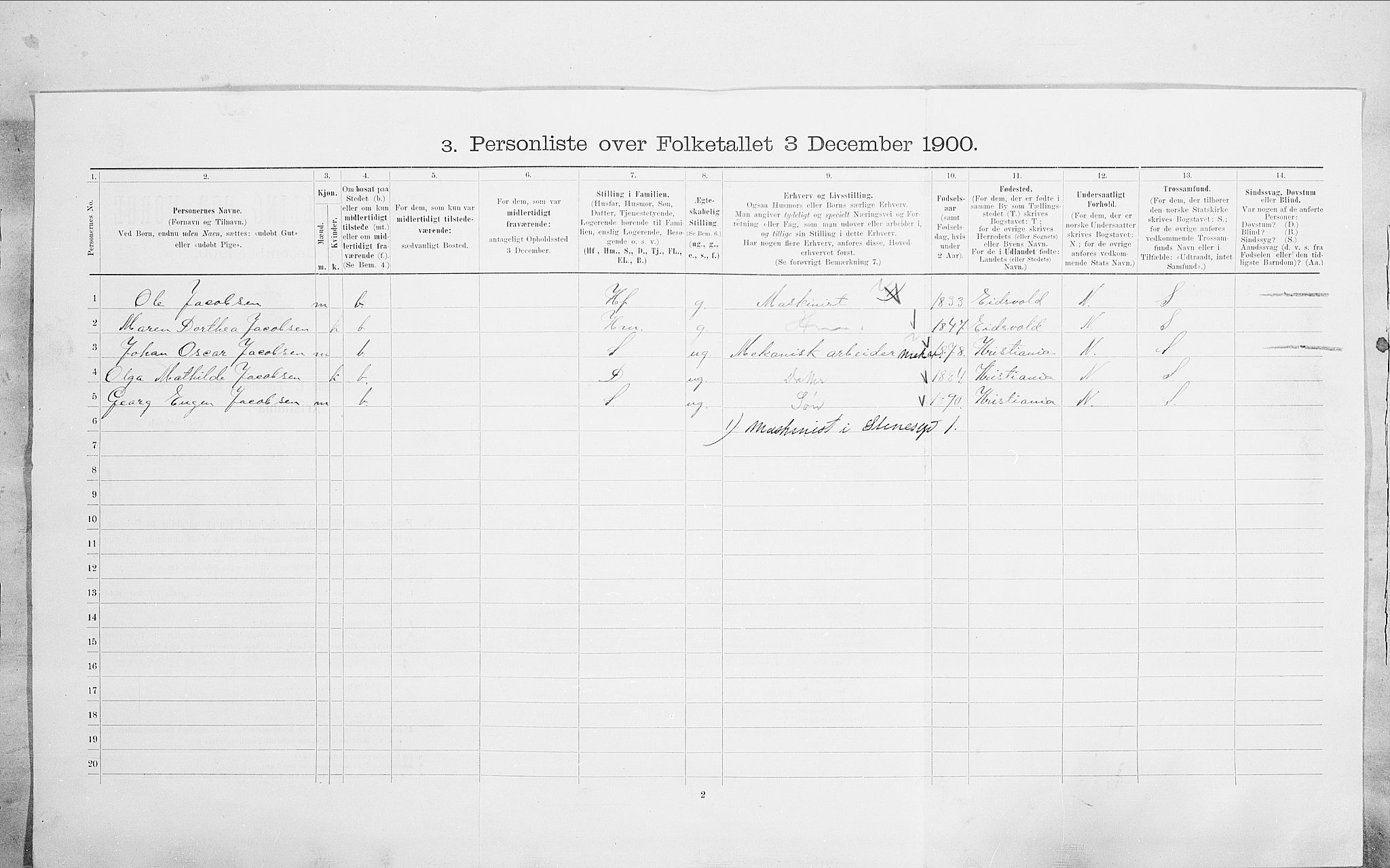 SAO, 1900 census for Kristiania, 1900, p. 91021