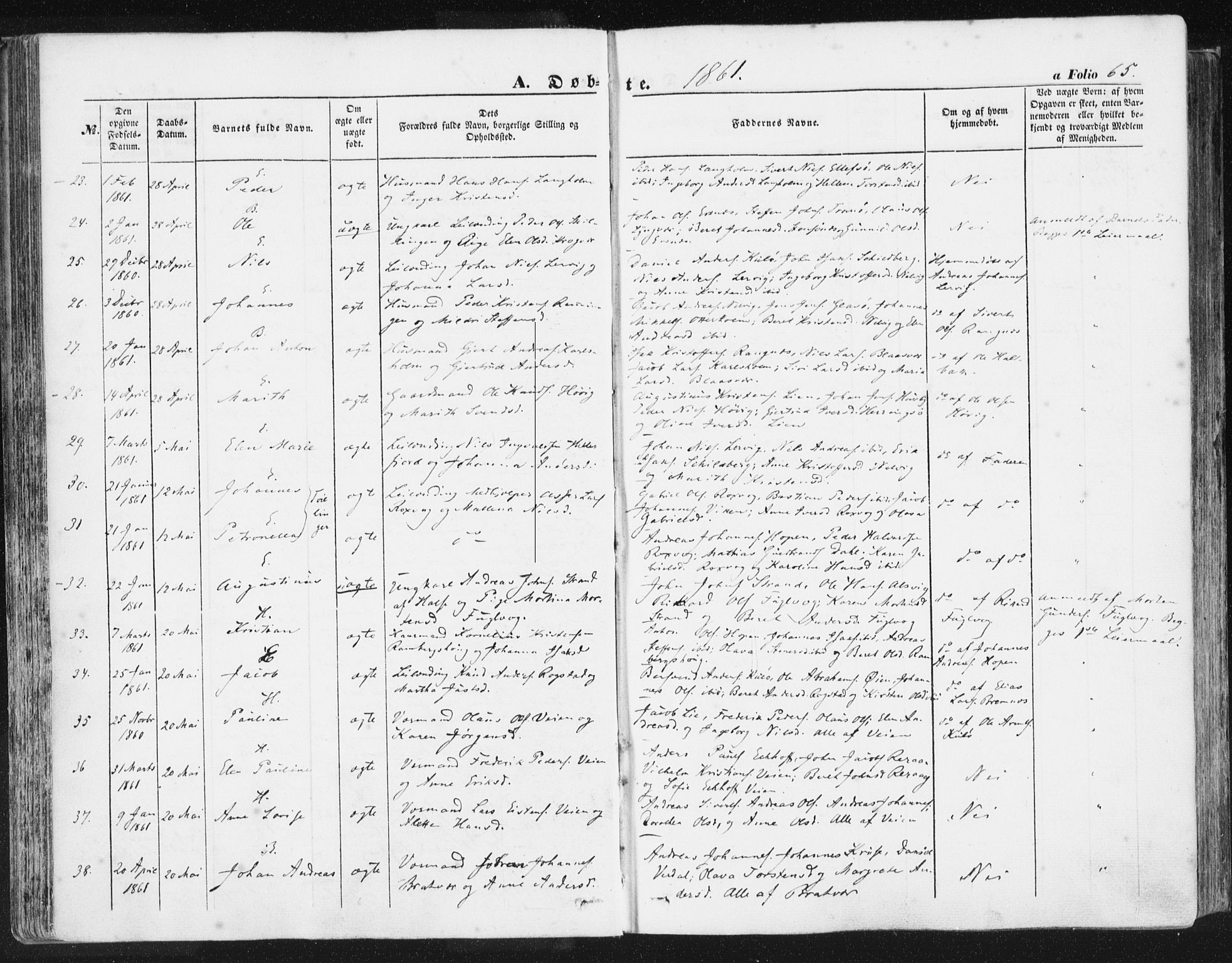 Ministerialprotokoller, klokkerbøker og fødselsregistre - Møre og Romsdal, AV/SAT-A-1454/581/L0937: Parish register (official) no. 581A05, 1853-1872, p. 65