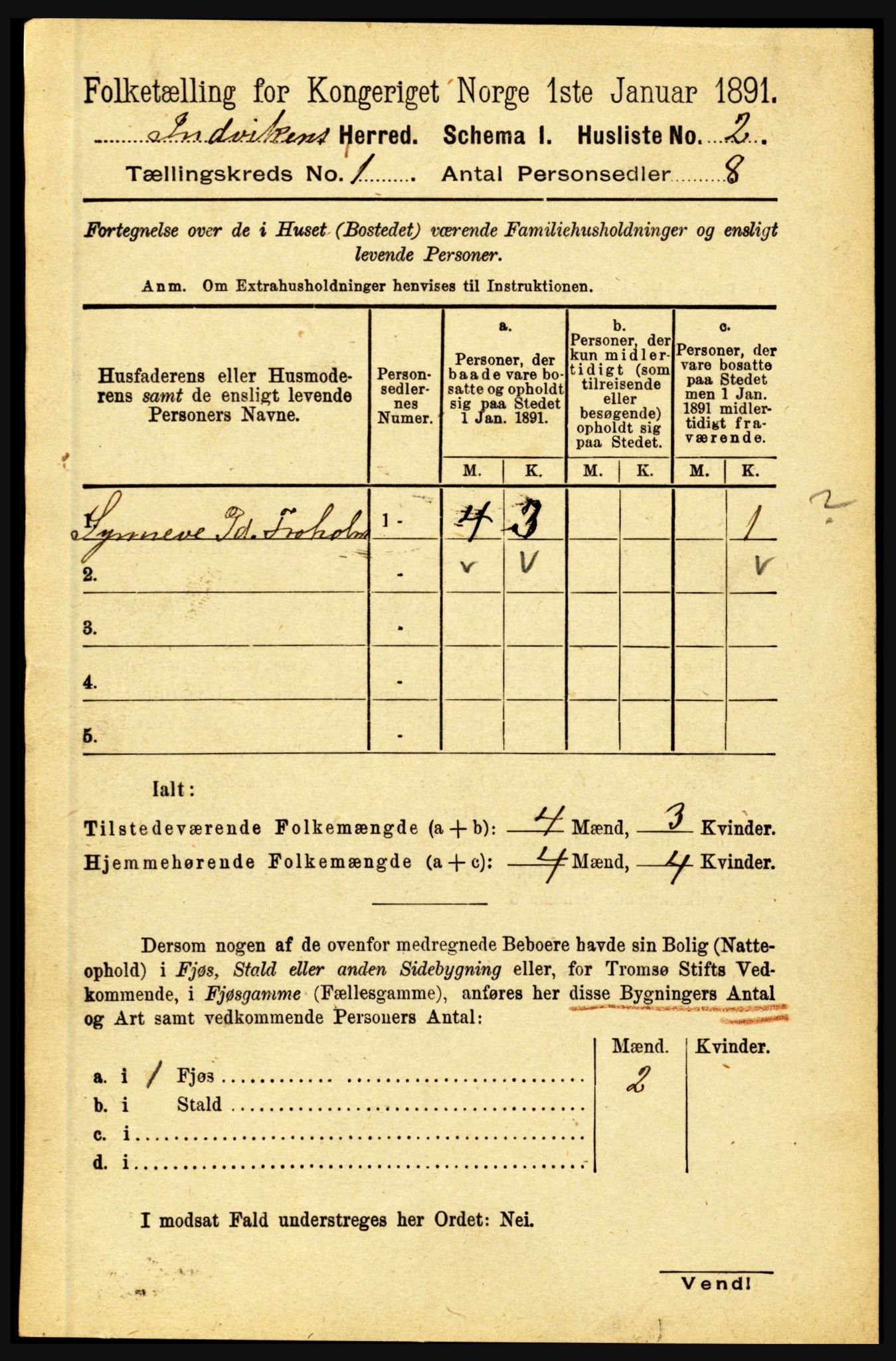 RA, 1891 census for 1447 Innvik, 1891, p. 34