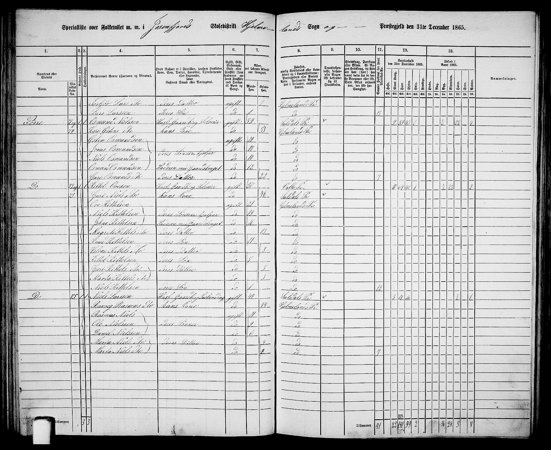 RA, 1865 census for Hjelmeland, 1865, p. 55