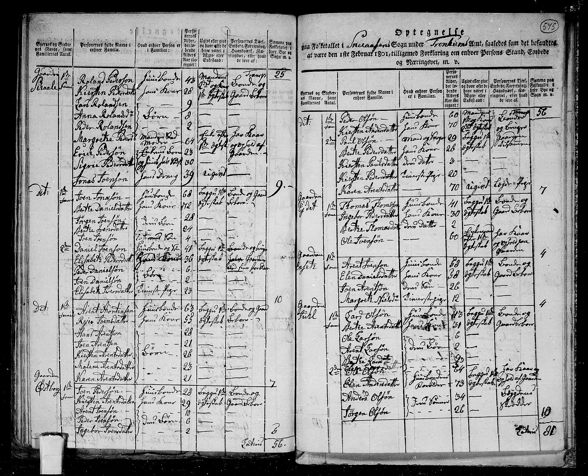 RA, 1801 census for 1736P Snåsa, 1801, p. 574b-575a