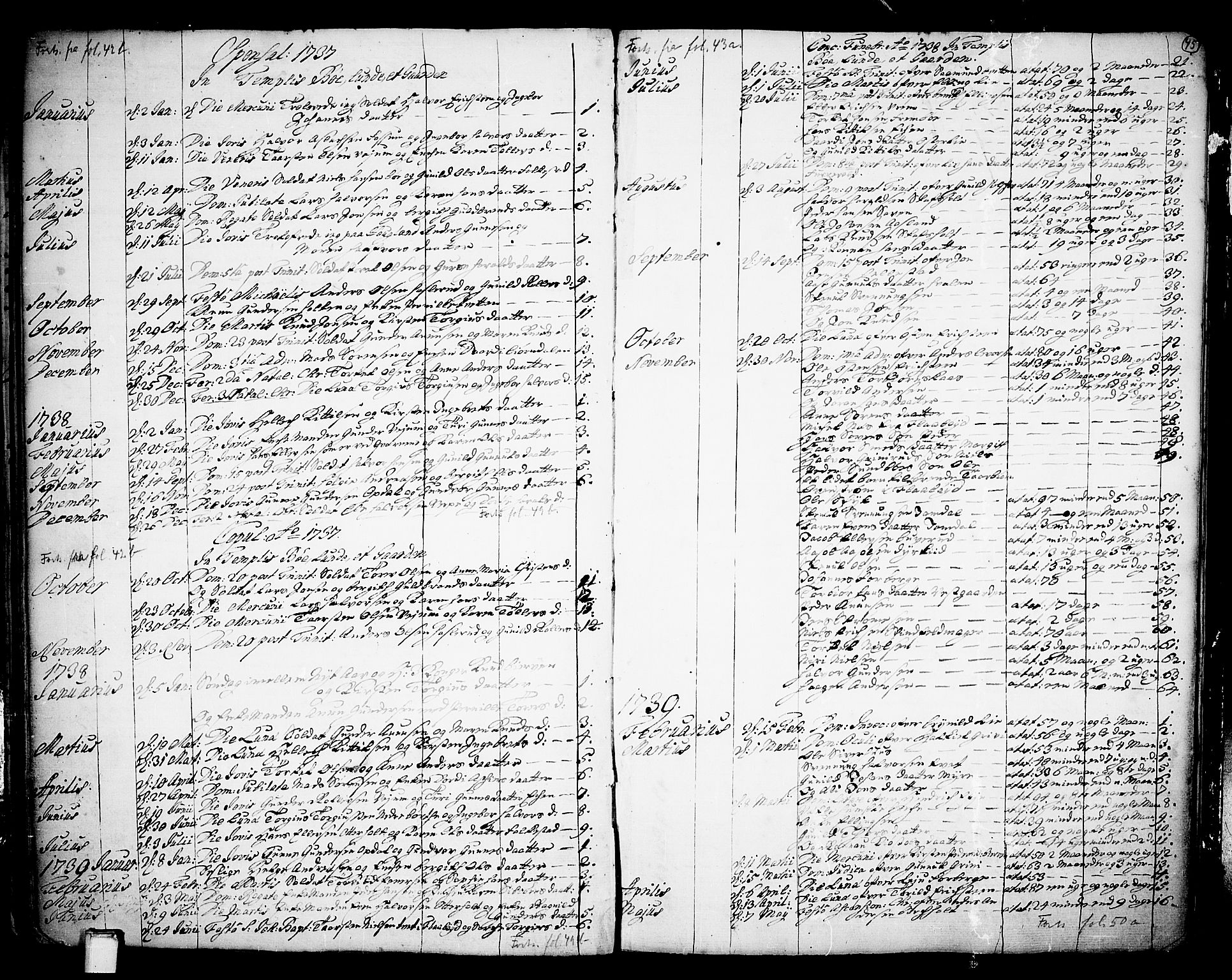 Bø kirkebøker, SAKO/A-257/F/Fa/L0003: Parish register (official) no. 3, 1733-1748, p. 45