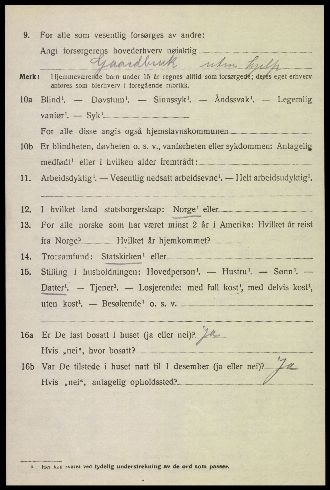 SAK, 1920 census for Gyland, 1920, p. 1055