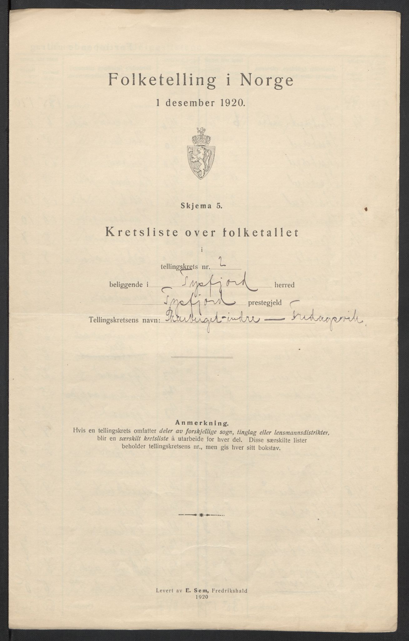 SAT, 1920 census for Tysfjord, 1920, p. 11