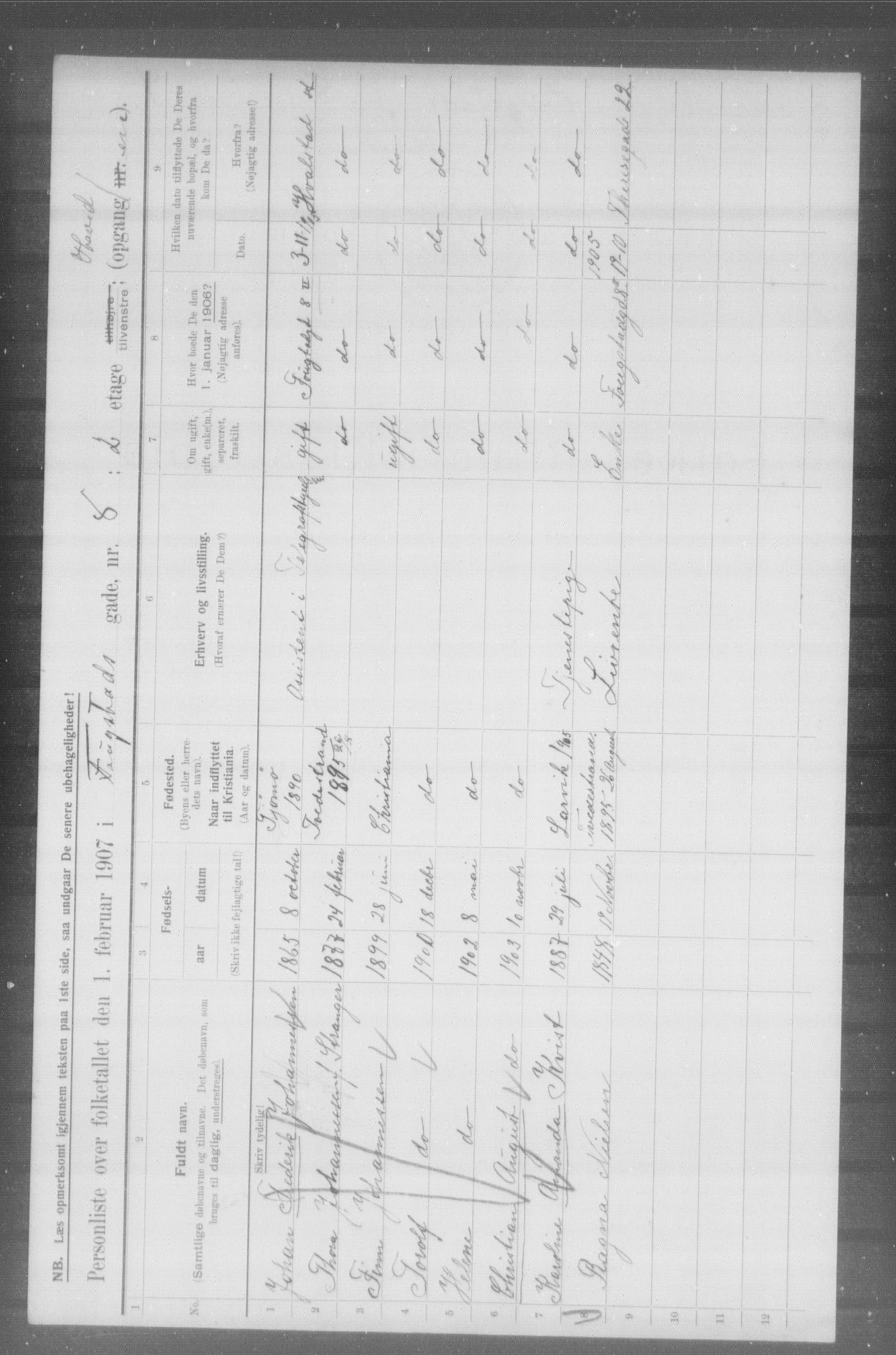 OBA, Municipal Census 1907 for Kristiania, 1907, p. 12888