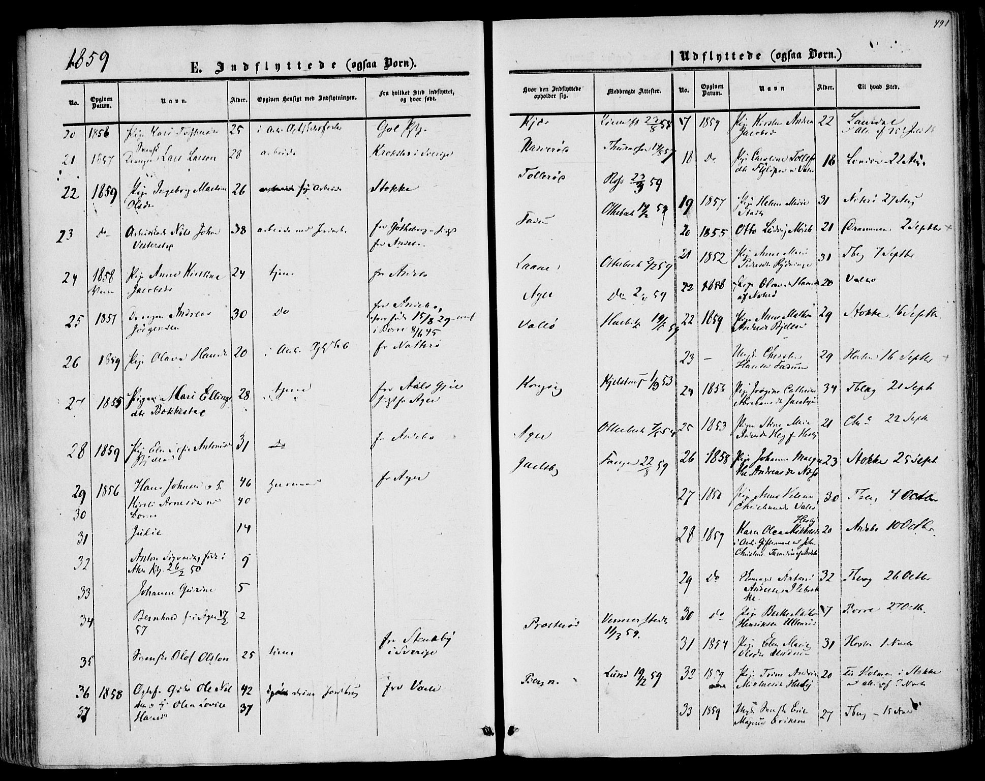 Sem kirkebøker, AV/SAKO-A-5/F/Fa/L0007: Parish register (official) no. I 7, 1856-1865, p. 491