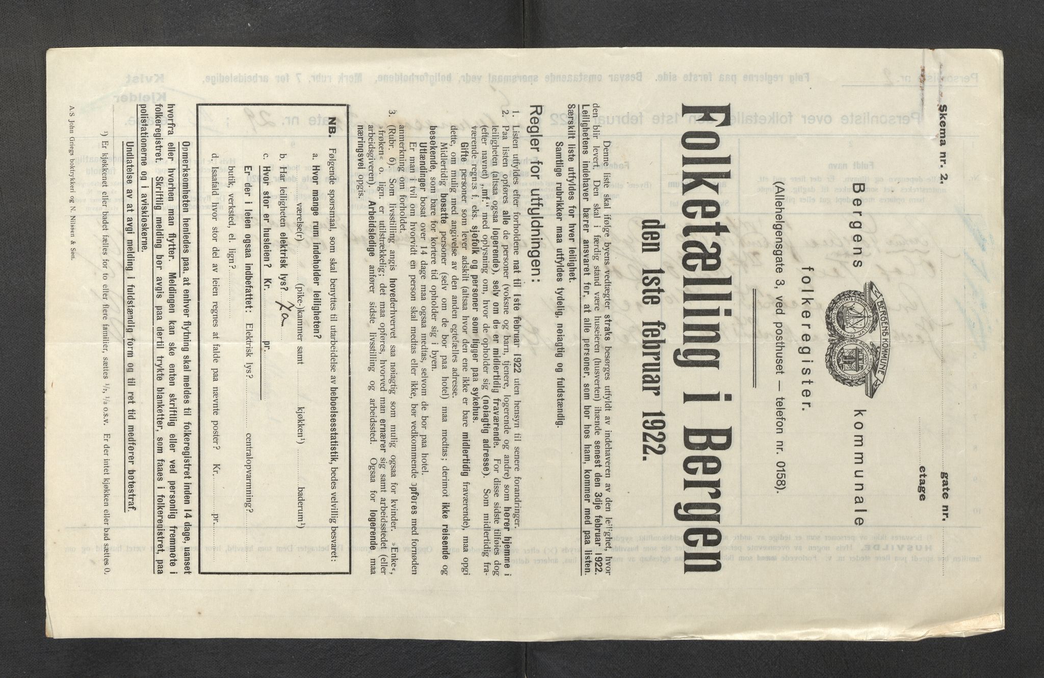 SAB, Municipal Census 1922 for Bergen, 1922, p. 38353