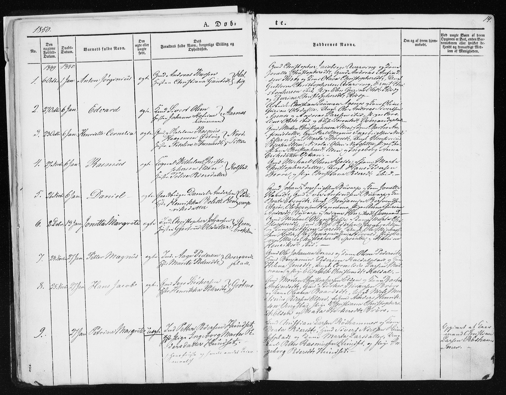 Ministerialprotokoller, klokkerbøker og fødselsregistre - Nord-Trøndelag, SAT/A-1458/741/L0393: Parish register (official) no. 741A07, 1849-1863, p. 14