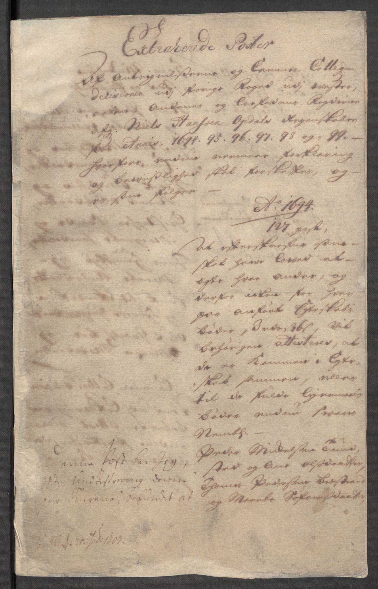 Rentekammeret inntil 1814, Reviderte regnskaper, Fogderegnskap, AV/RA-EA-4092/R67/L4678: Fogderegnskap Vesterålen, Andenes og Lofoten, 1696-1708, p. 327