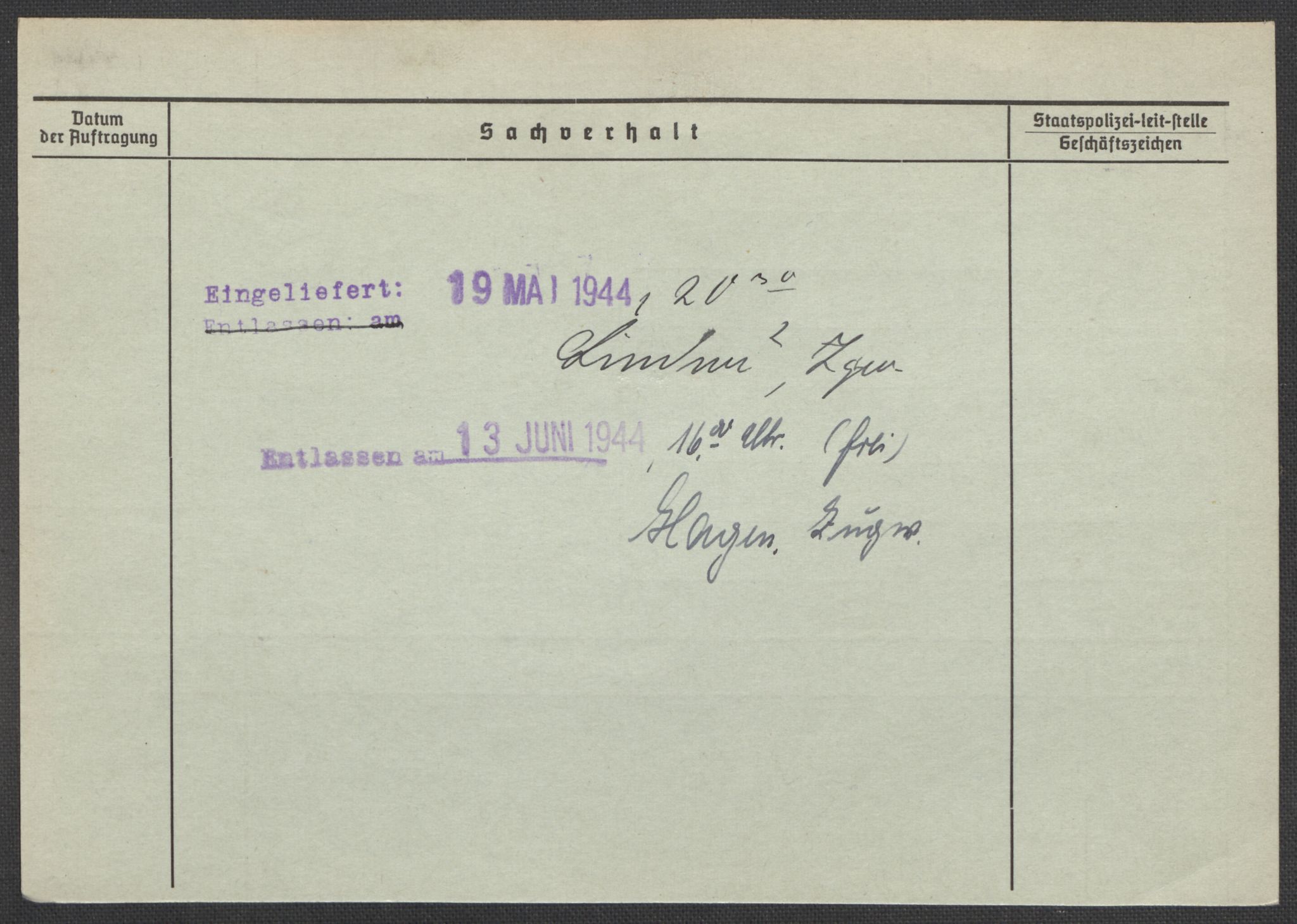 Befehlshaber der Sicherheitspolizei und des SD, RA/RAFA-5969/E/Ea/Eaa/L0004: Register over norske fanger i Møllergata 19: Hal-Hæ, 1940-1945, p. 654