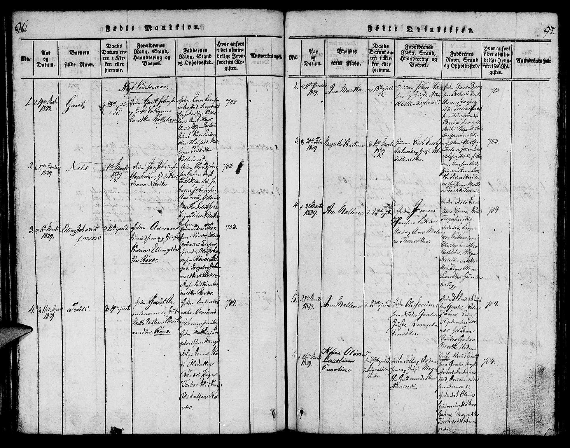 Torvastad sokneprestkontor, SAST/A -101857/H/Ha/Haa/L0004: Parish register (official) no. A 4, 1817-1836, p. 96-97