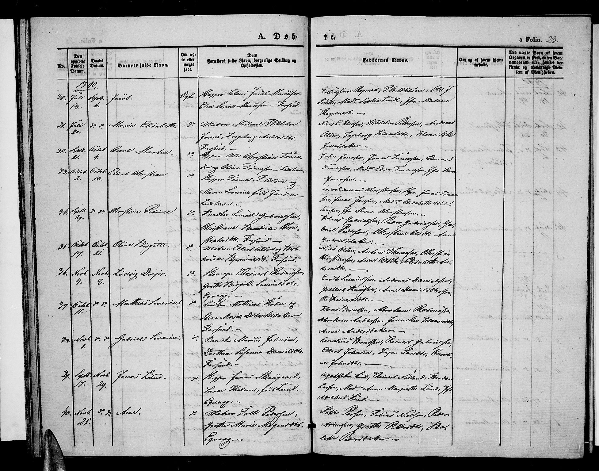Farsund sokneprestkontor, SAK/1111-0009/F/Fa/L0003: Parish register (official) no. A 3, 1836-1846, p. 23