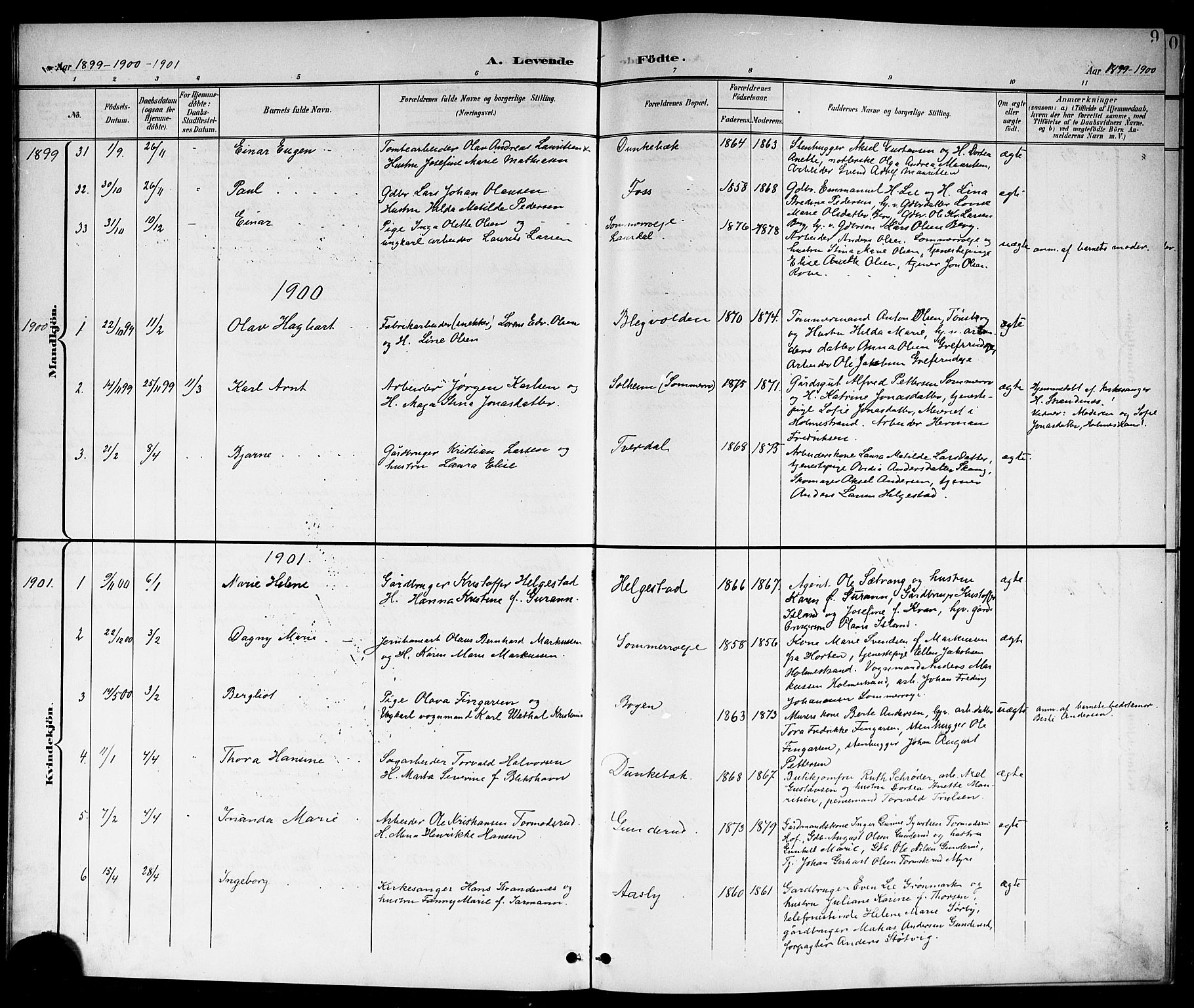 Botne kirkebøker, AV/SAKO-A-340/G/Ga/L0004: Parish register (copy) no. I 4, 1899-1915, p. 9