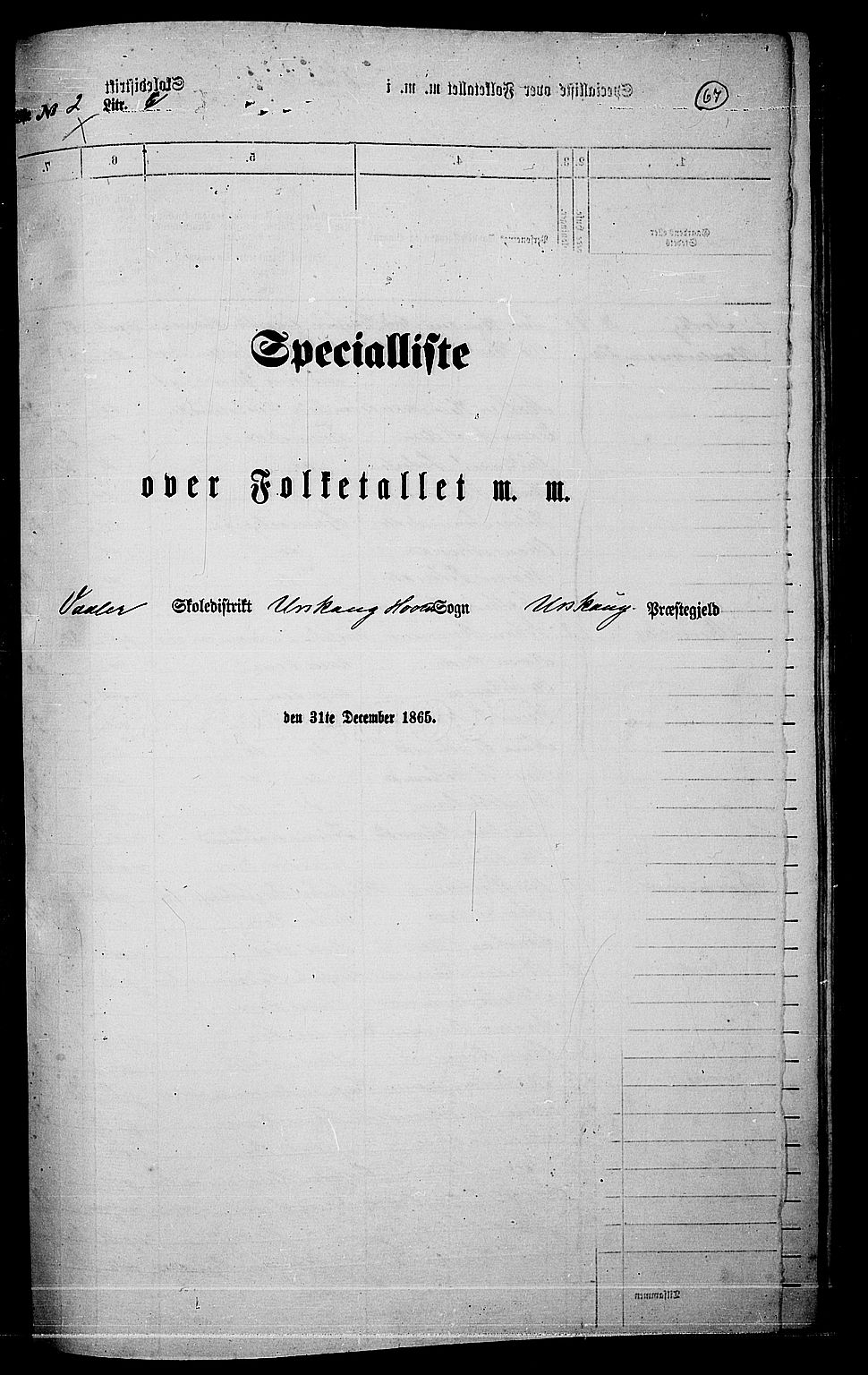 RA, 1865 census for Aurskog, 1865, p. 61