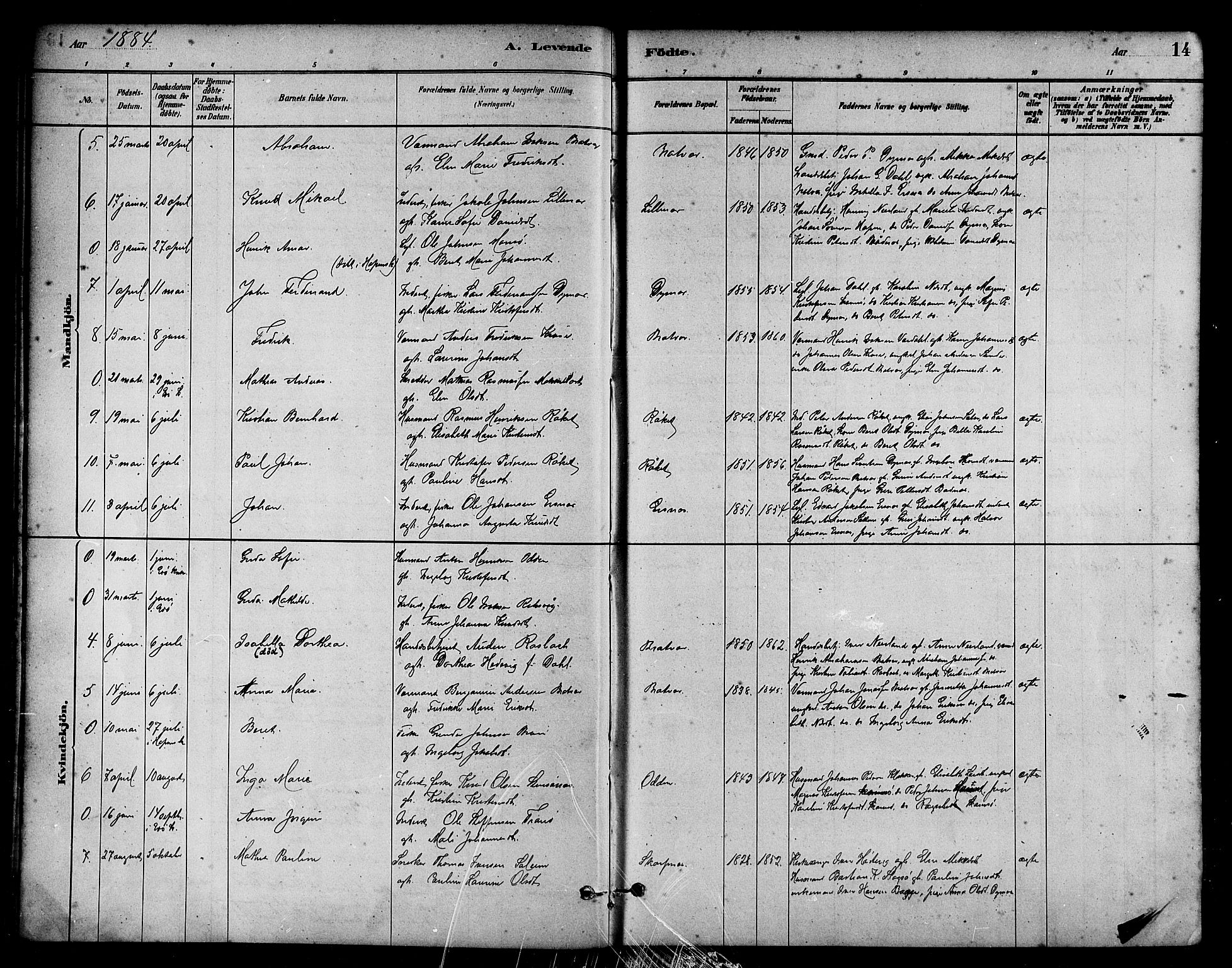 Ministerialprotokoller, klokkerbøker og fødselsregistre - Møre og Romsdal, AV/SAT-A-1454/582/L0947: Parish register (official) no. 582A01, 1880-1900, p. 14