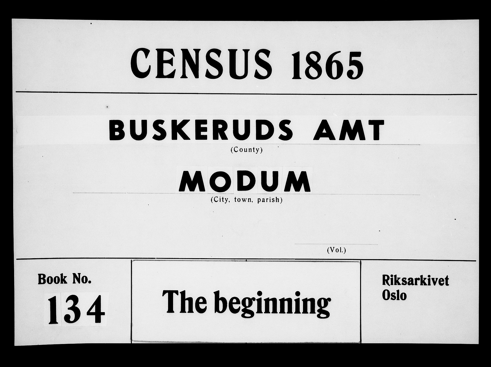 RA, 1865 census for Modum, 1865, p. 1