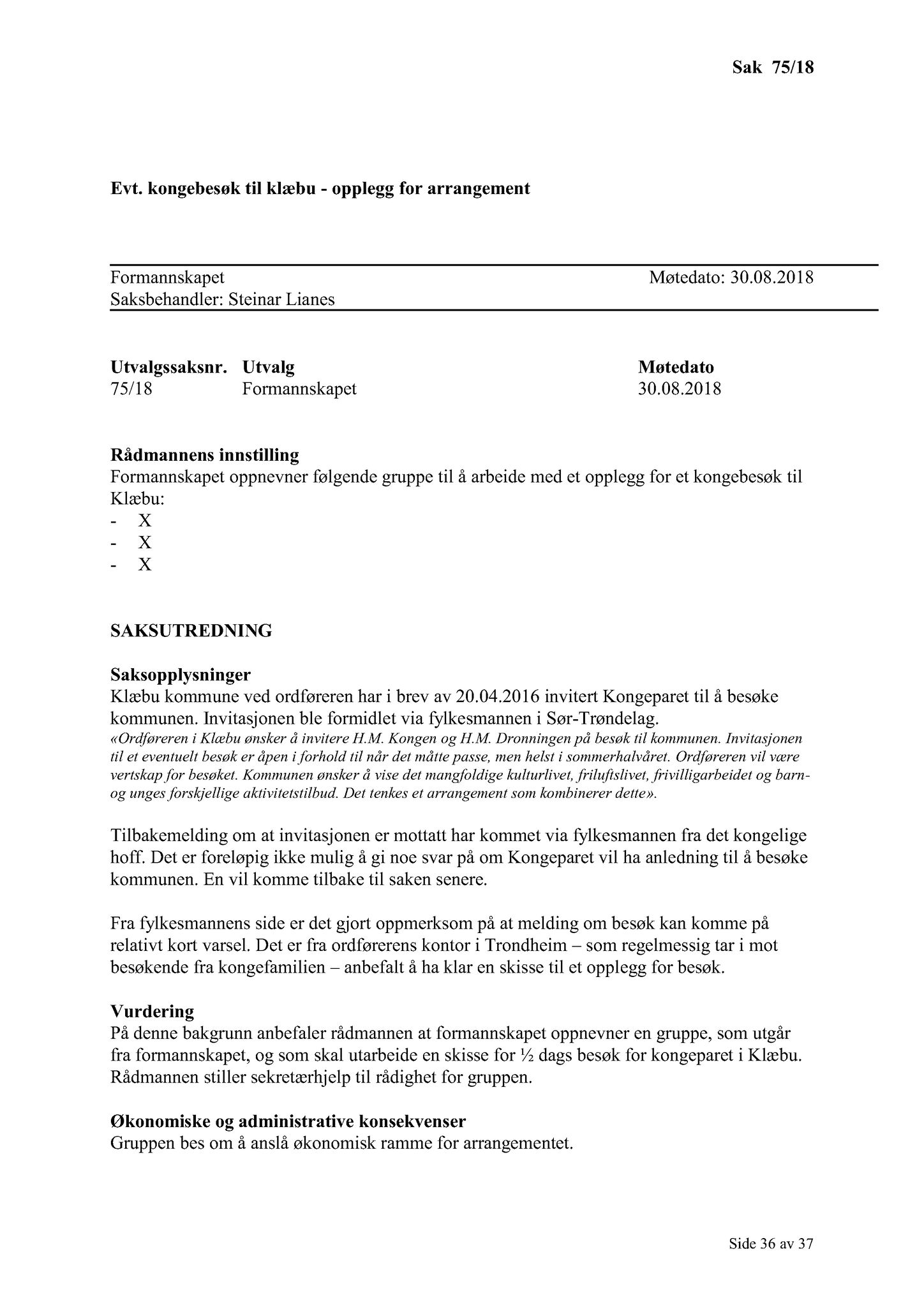 Klæbu Kommune, TRKO/KK/02-FS/L011: Formannsskapet - Møtedokumenter, 2018, p. 1726