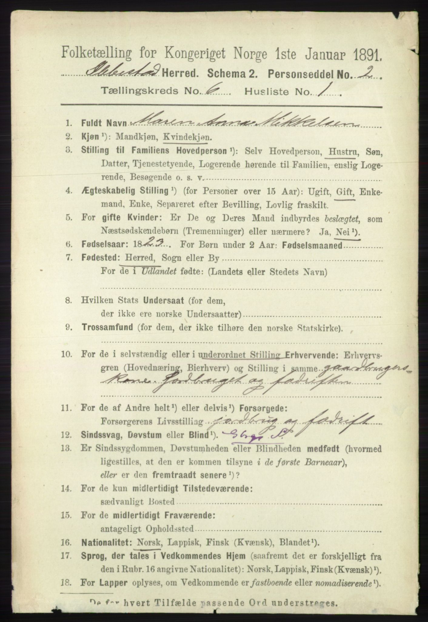 RA, 1891 census for 1917 Ibestad, 1891, p. 3571