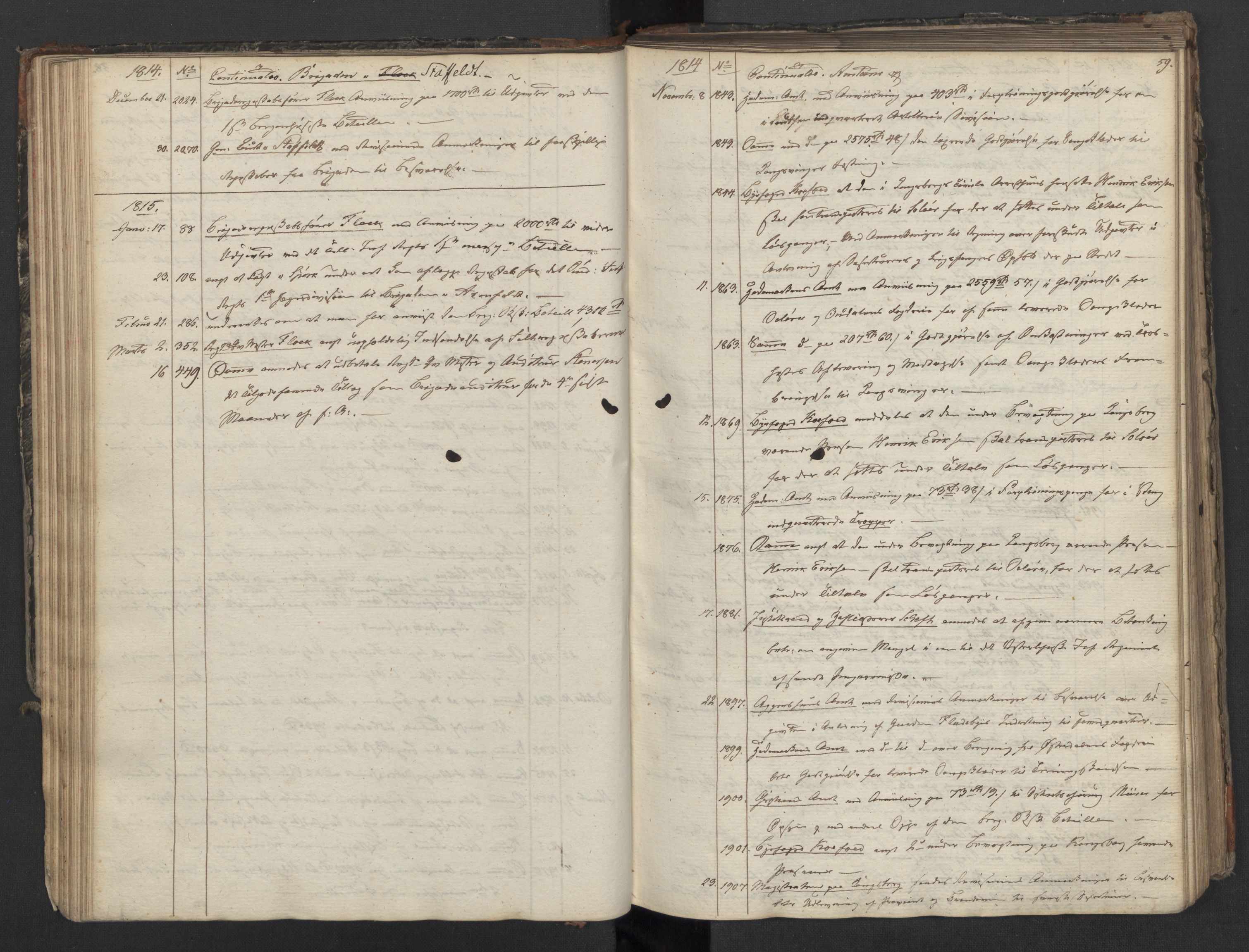 Generalitets- og kommissariatskollegiet, Det kongelige norske kommissariatskollegium, AV/RA-EA-5420/B/L0127b: Kommissariatskollegiets register over utgående brev, 1814-1815, p. 59