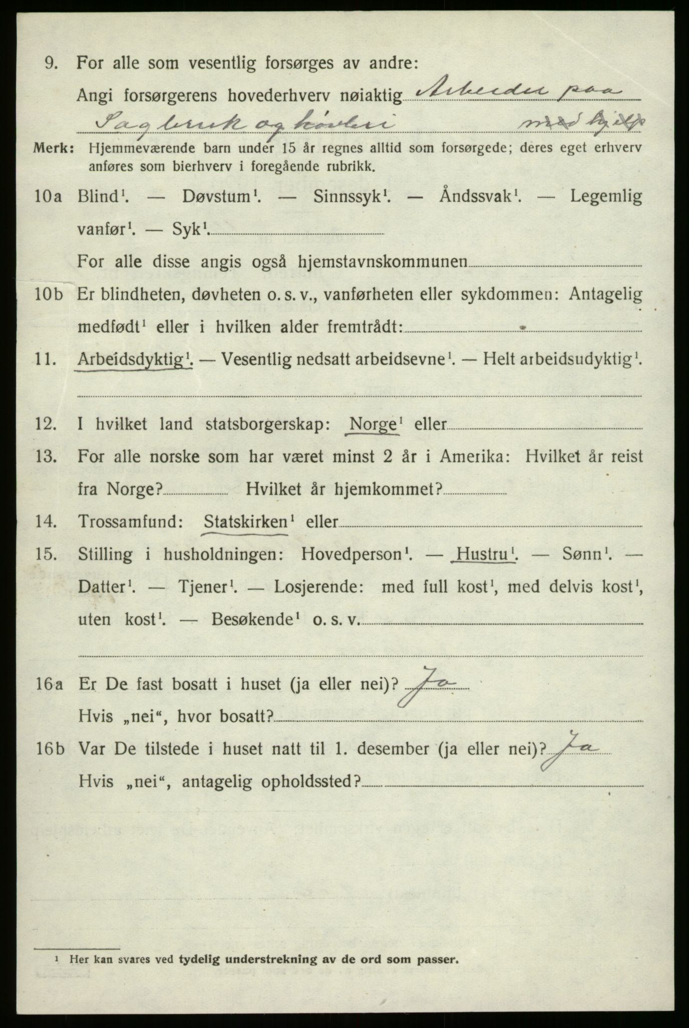 SAB, 1920 census for Innvik, 1920, p. 3428