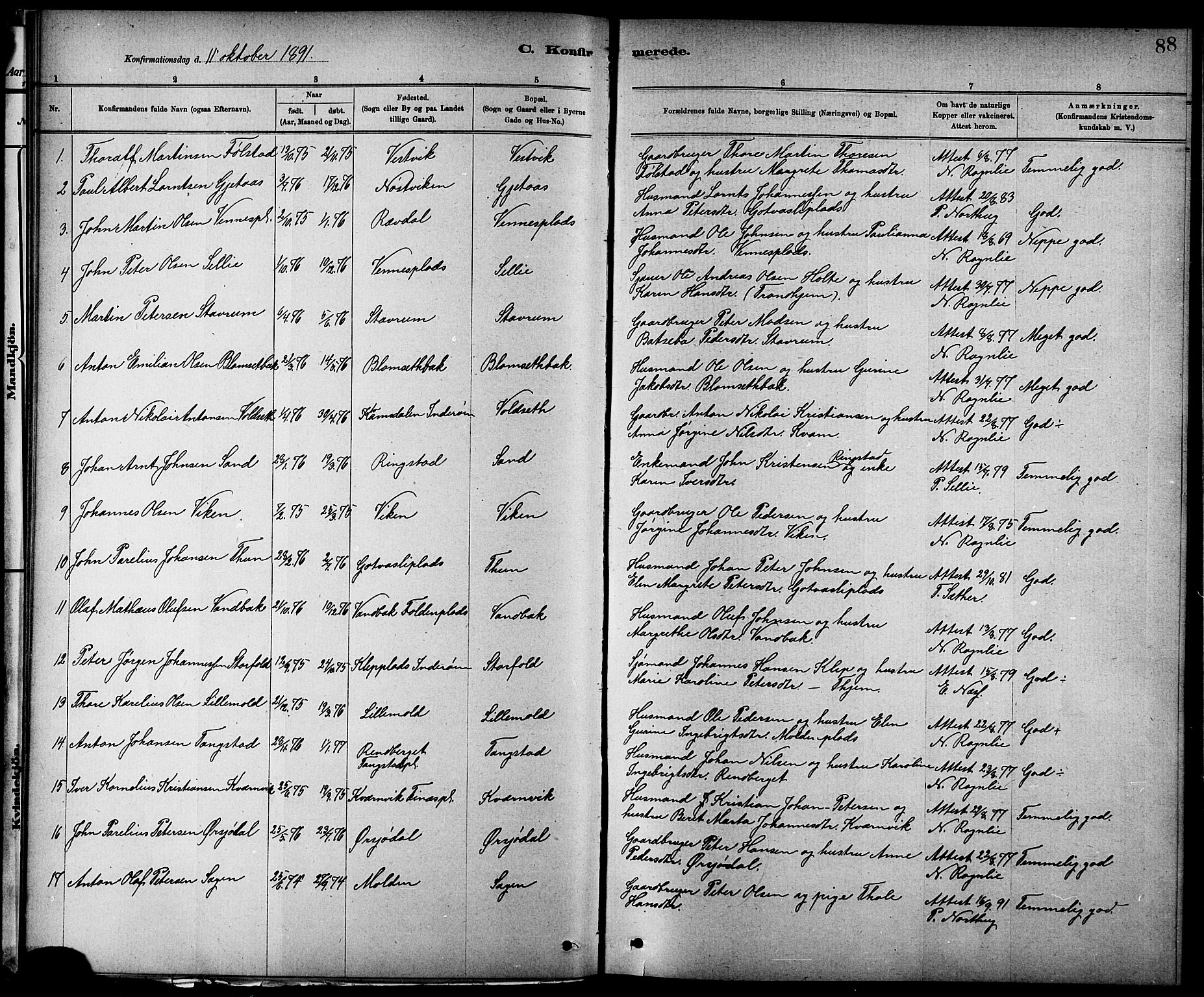 Ministerialprotokoller, klokkerbøker og fødselsregistre - Nord-Trøndelag, SAT/A-1458/744/L0423: Parish register (copy) no. 744C02, 1886-1905, p. 88