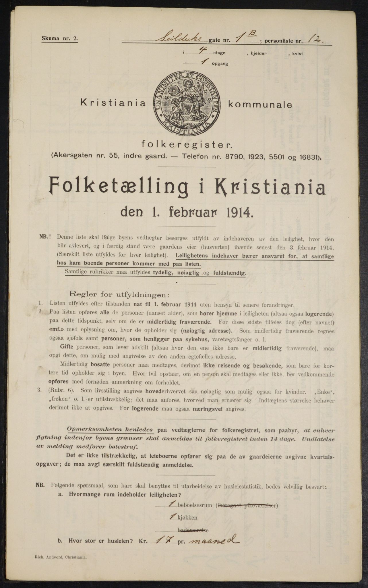 OBA, Municipal Census 1914 for Kristiania, 1914, p. 93651