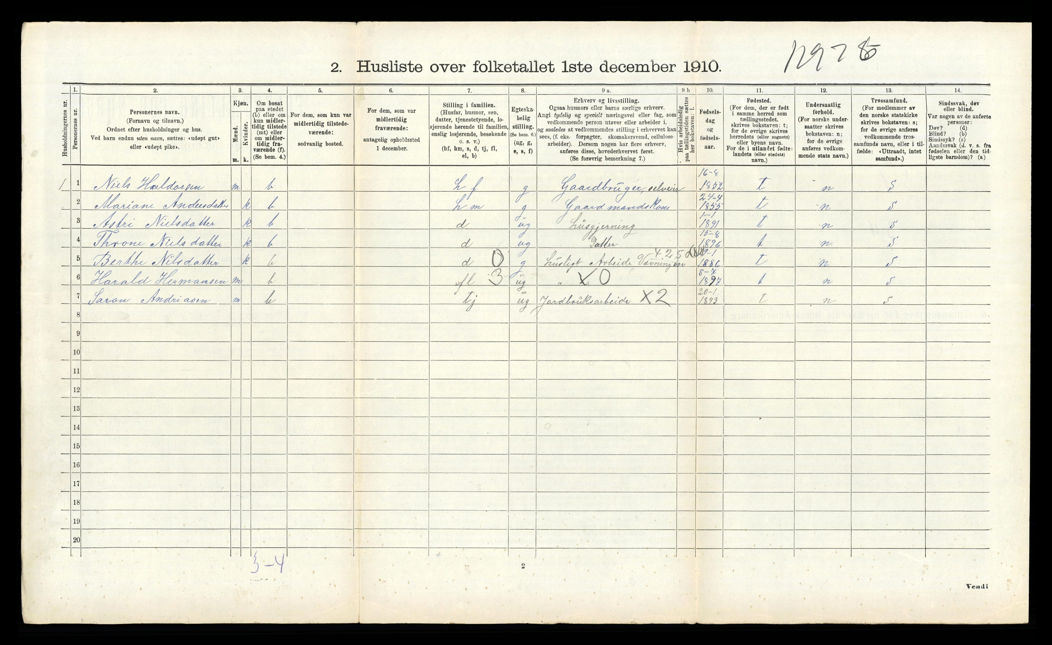 RA, 1910 census for Kinn, 1910, p. 1241