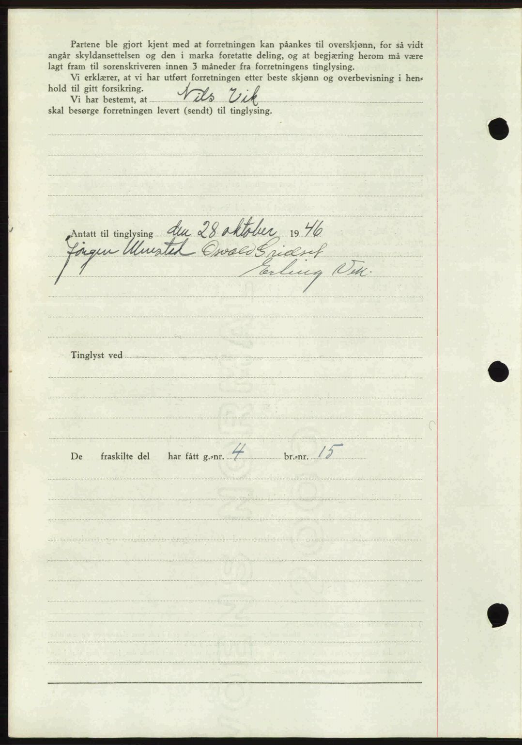 Romsdal sorenskriveri, AV/SAT-A-4149/1/2/2C: Mortgage book no. A21, 1946-1946, Diary no: : 2300/1946