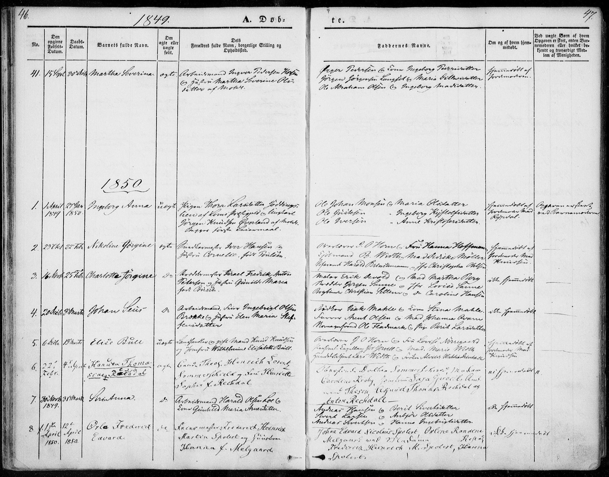 Ministerialprotokoller, klokkerbøker og fødselsregistre - Møre og Romsdal, SAT/A-1454/558/L0689: Parish register (official) no. 558A03, 1843-1872, p. 46-47