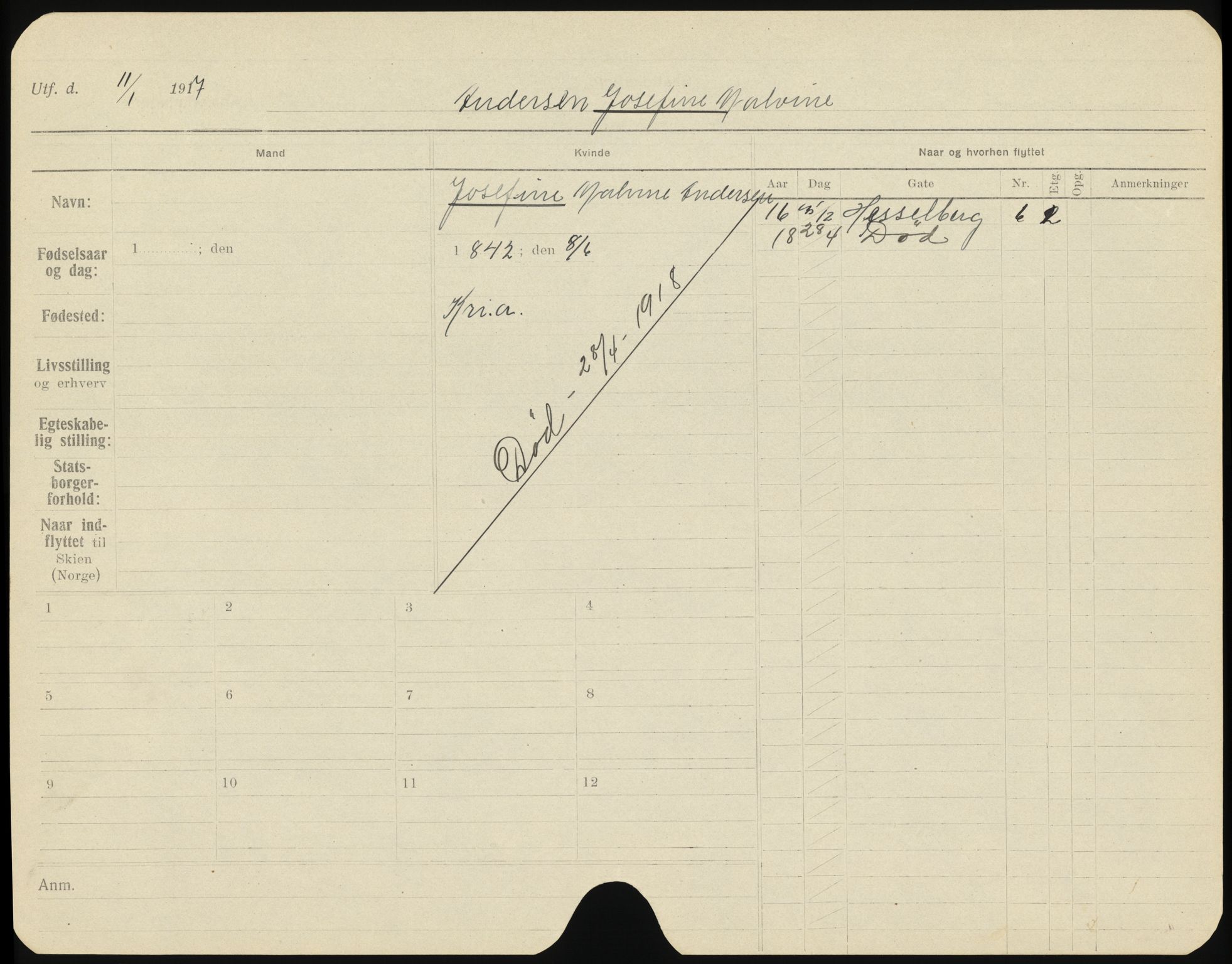 Skien folkeregister, SAKO/A-425/H/Ha/L0001: Døde, 1916-1929, p. 131