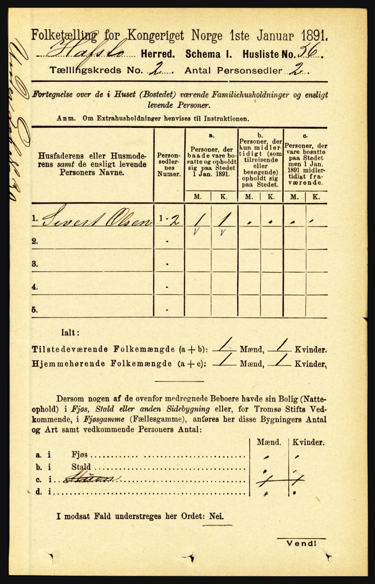 RA, 1891 census for 1425 Hafslo, 1891, p. 533