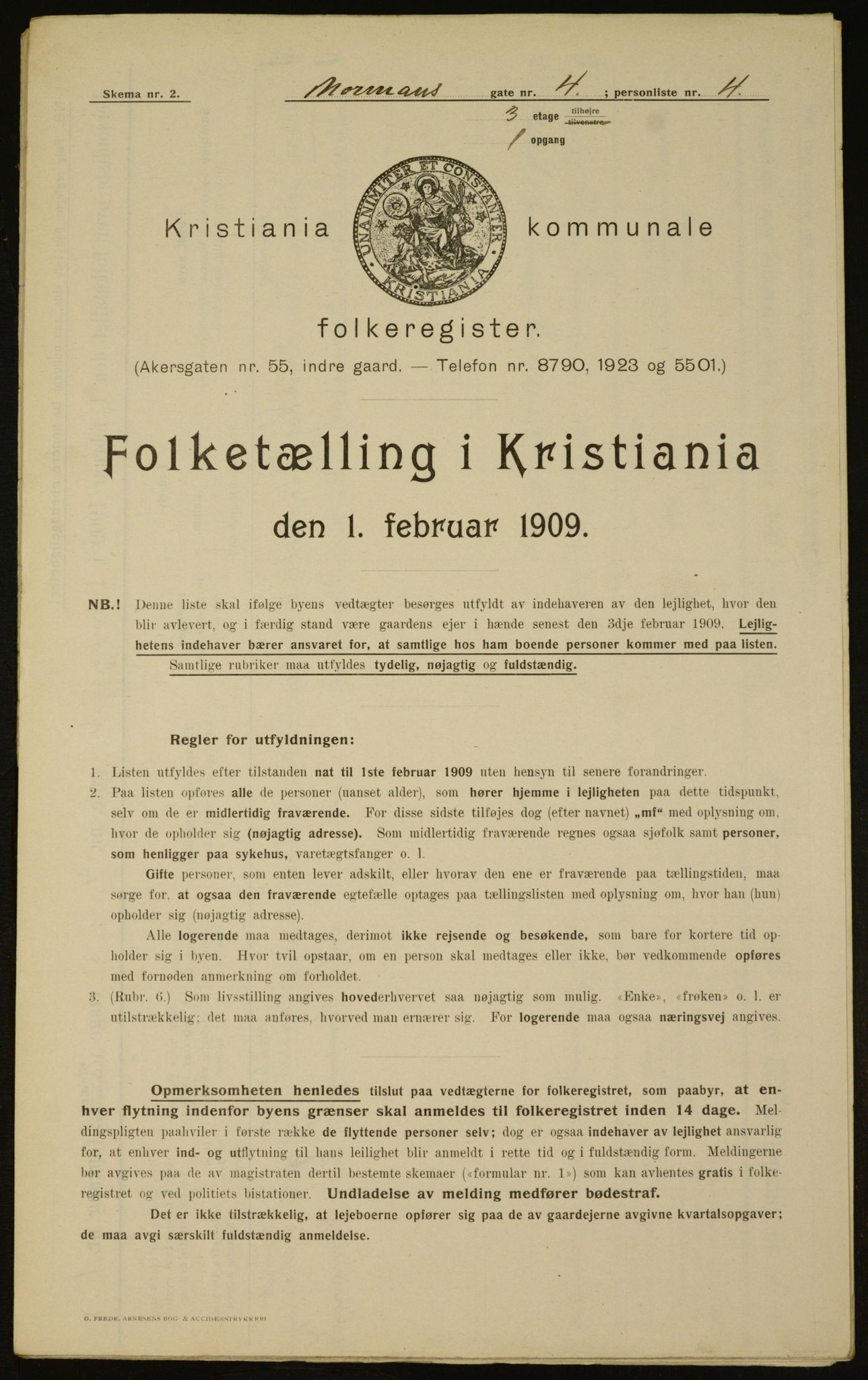 OBA, Municipal Census 1909 for Kristiania, 1909, p. 66177